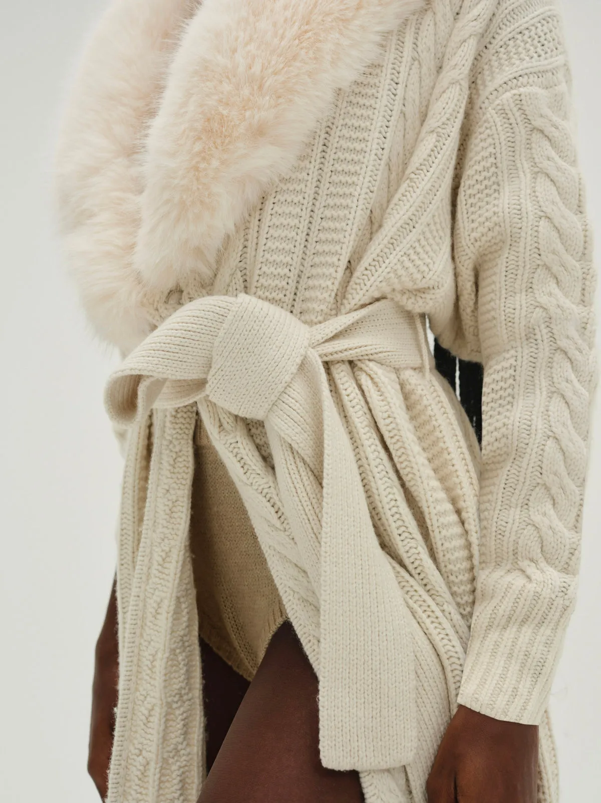 Helena Oversized Knit Coat in Cream