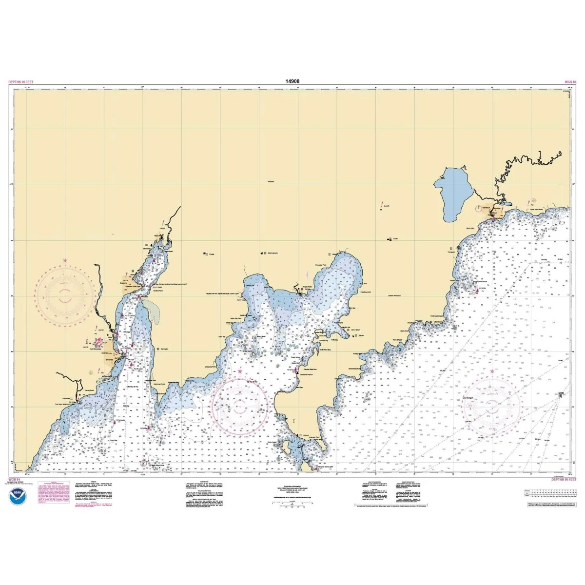 Historical NOAA Chart 14908: Dutch Johns Point to Fishery Point: including Big Bay de Noc and Little Bay de Noc; Manistique