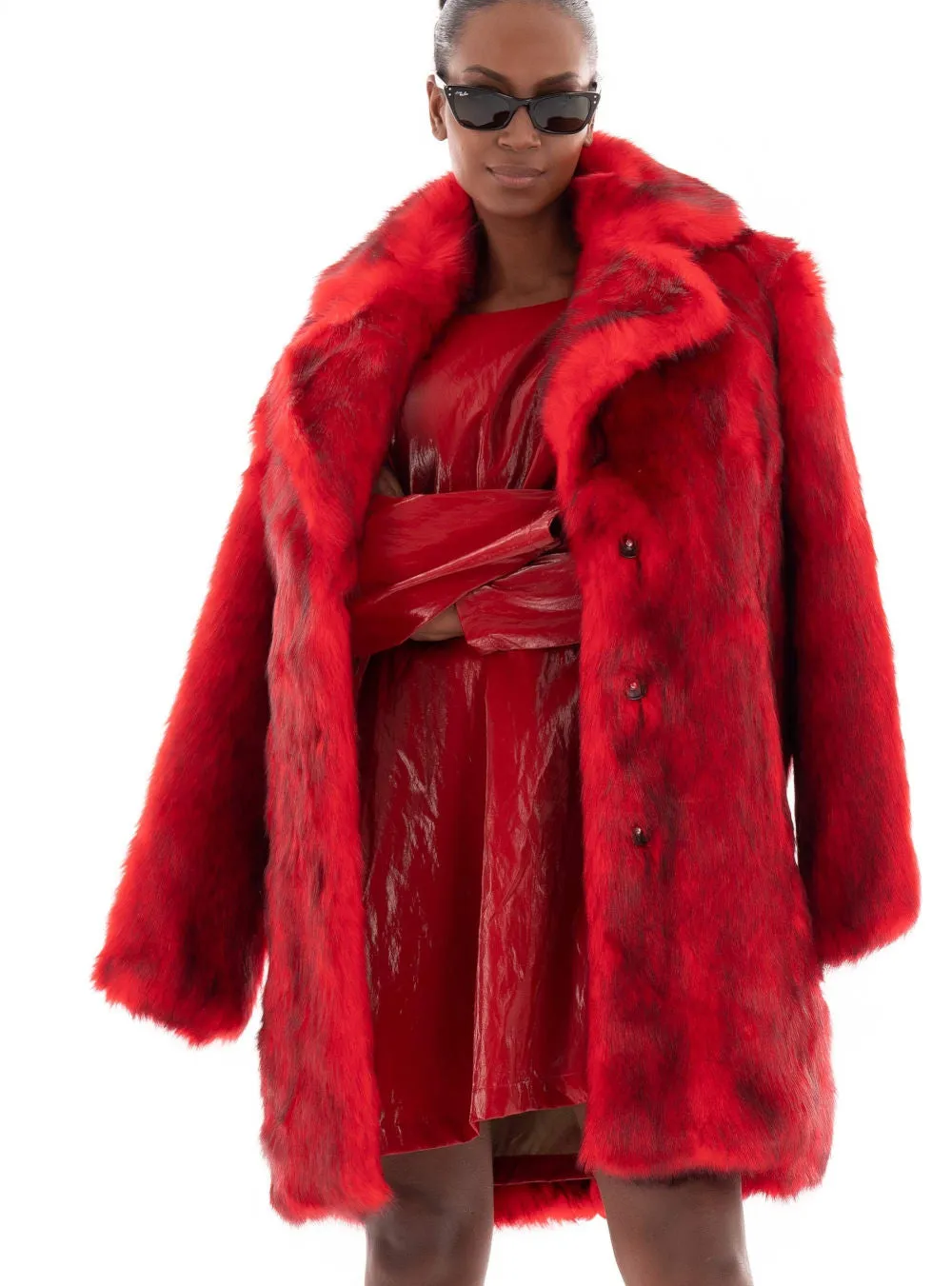 Jakke Heather Fox Fur Coat in Red