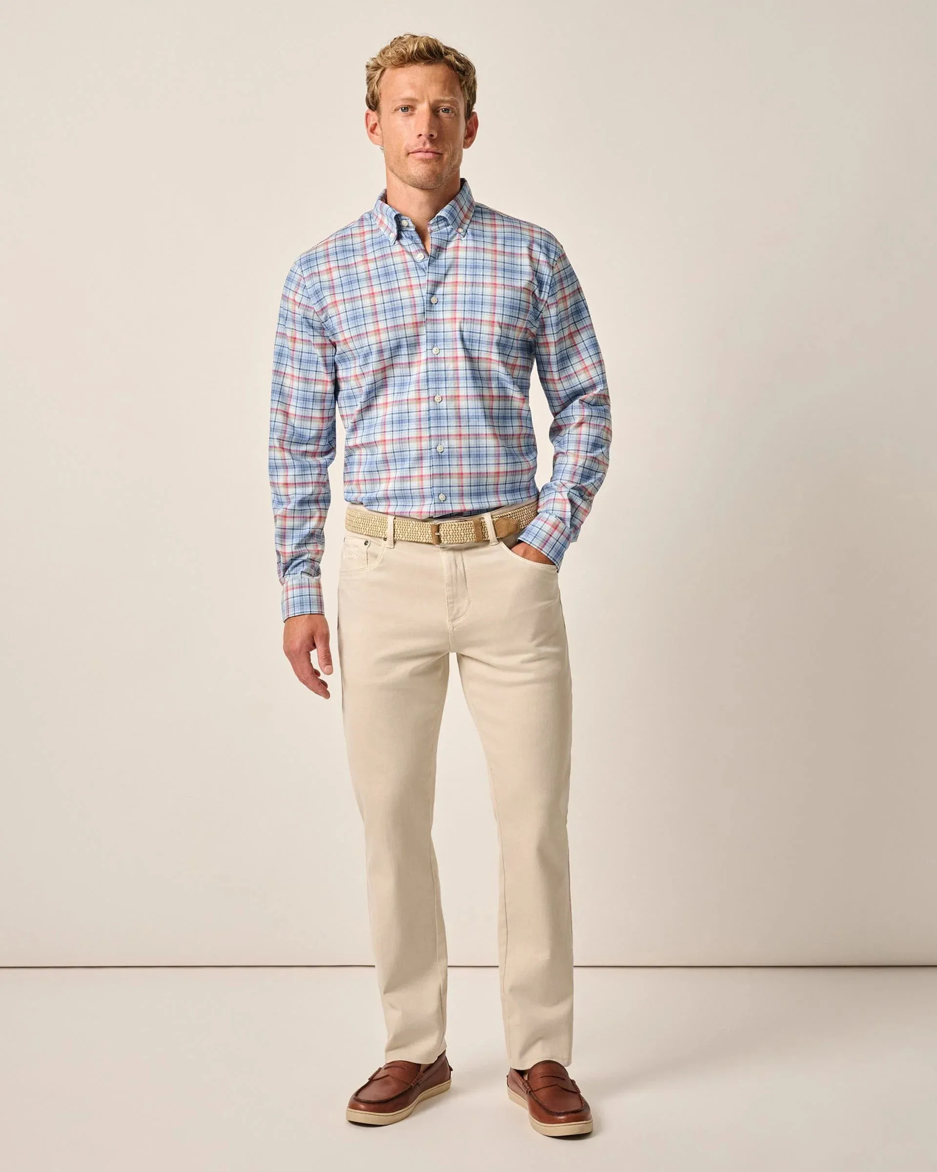 Johnnie-O Newport 5-Pocket Cotton Pant In Stone