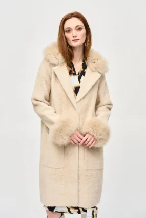 Joseph Ribkoff Detachable Faux Fur Trim Long Sleeve Coat 243923