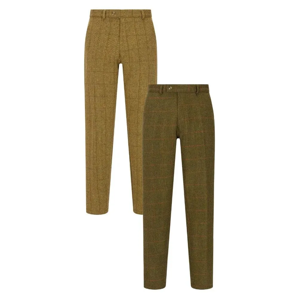 Leighton Men’s Derby Tweed Suit Trousers, mørk grøn