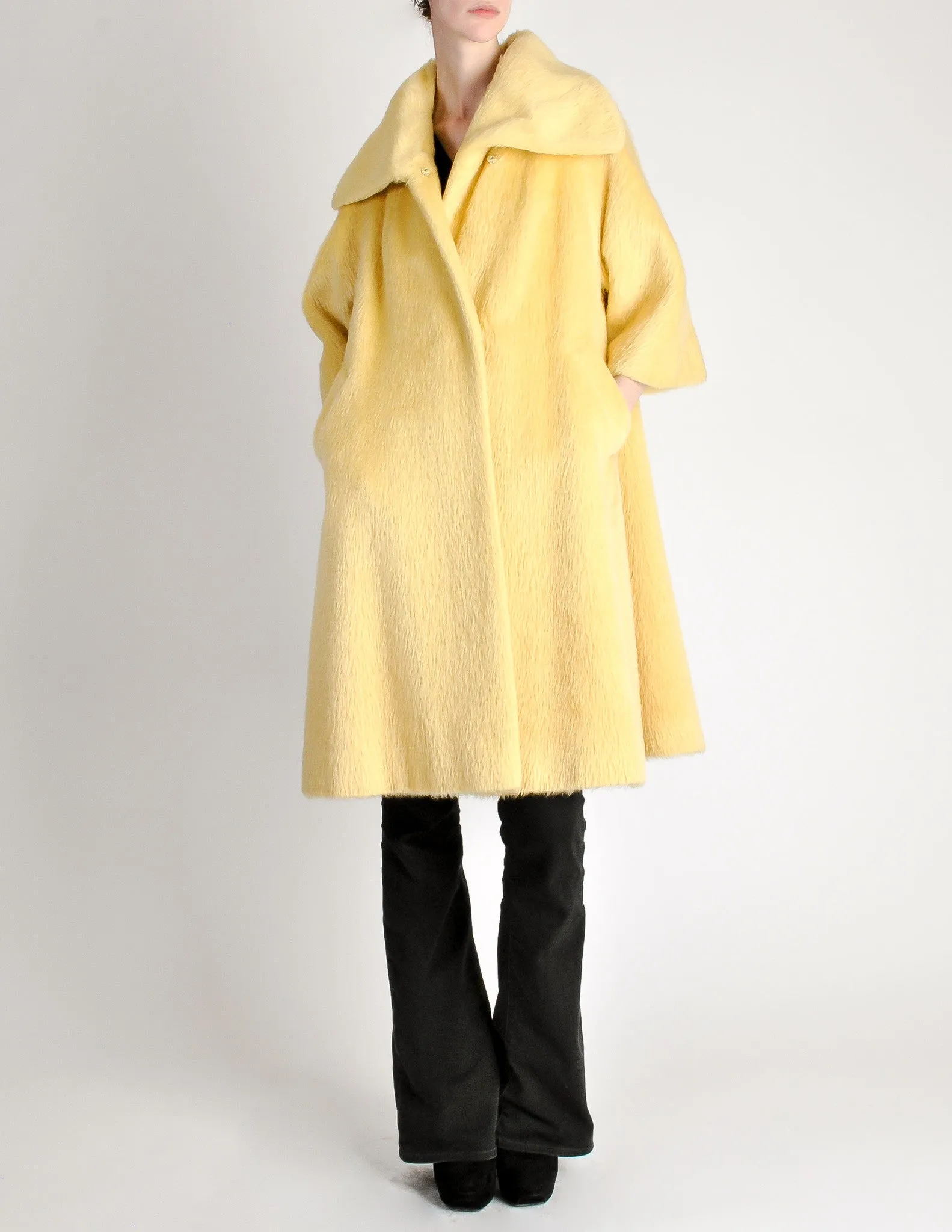 Lilli Ann Vintage Banana Yellow Wool Mohair Swing Coat