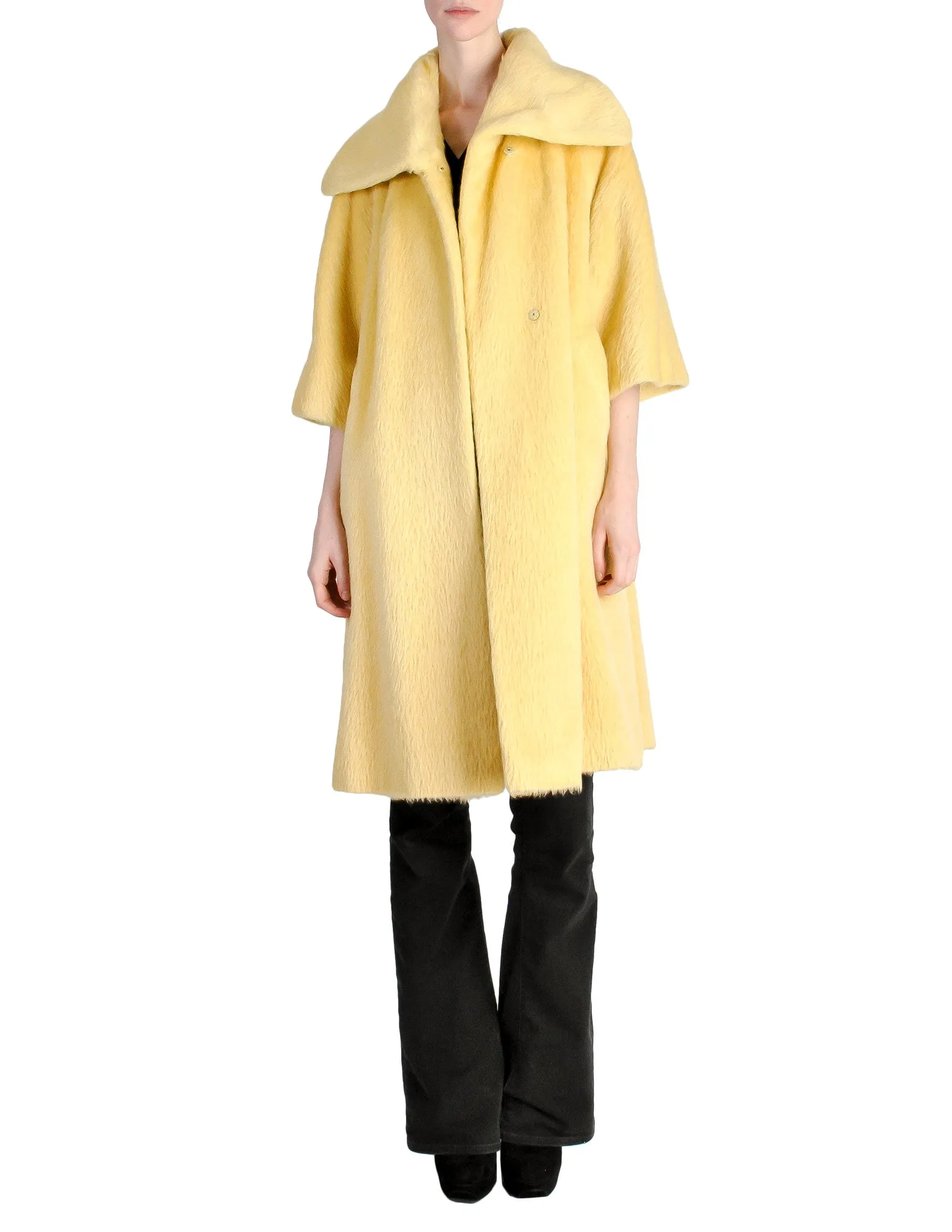 Lilli Ann Vintage Banana Yellow Wool Mohair Swing Coat