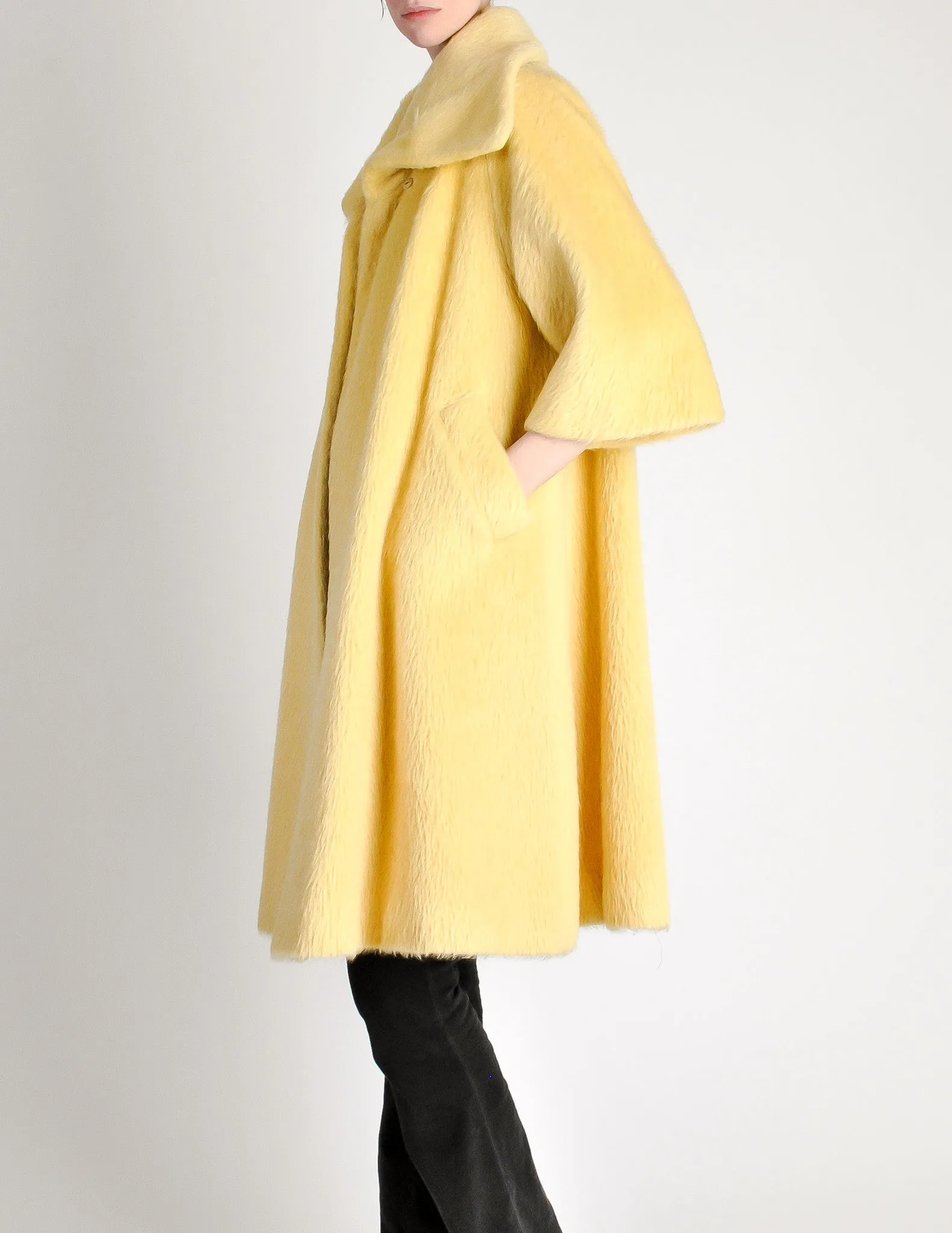 Lilli Ann Vintage Banana Yellow Wool Mohair Swing Coat