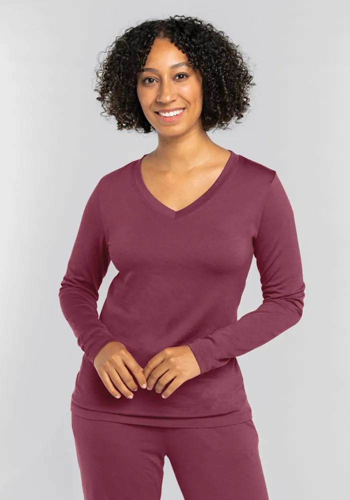 Lily V Neck Lounge Top - Wild Ginger