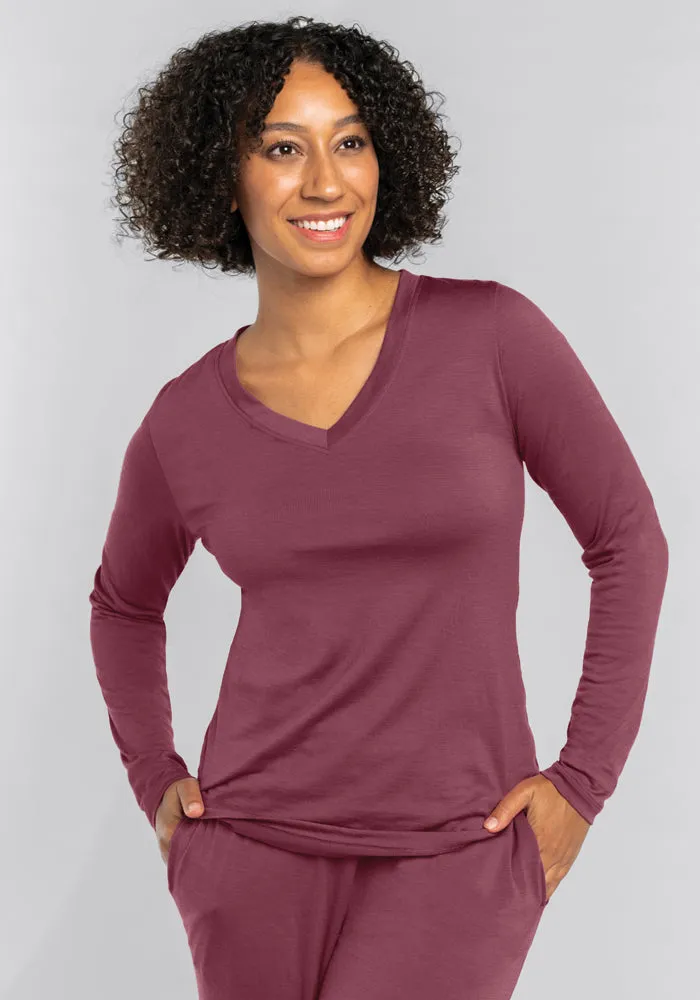 Lily V Neck Lounge Top - Wild Ginger