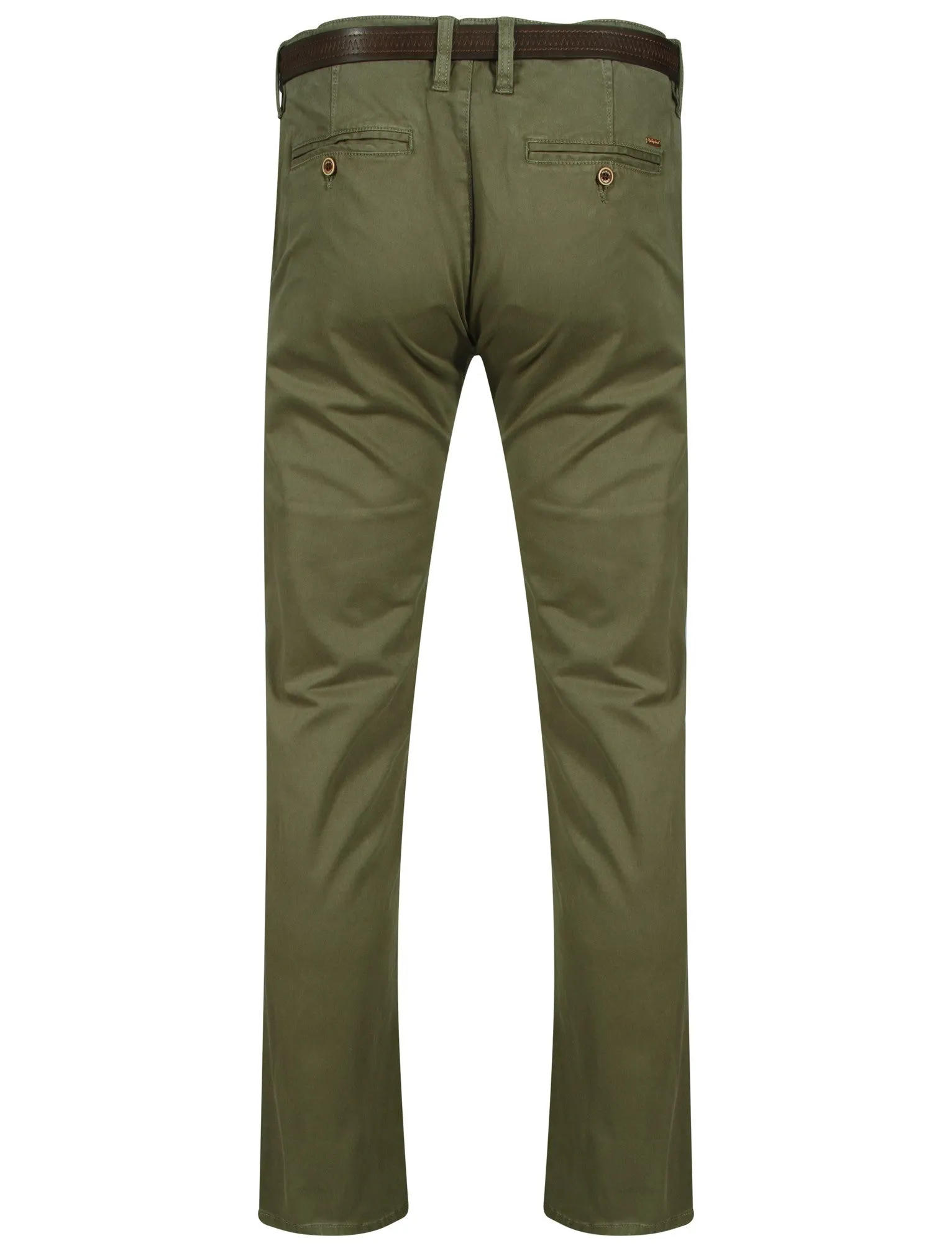 Mackay Cotton Chino Trousers With Belt in New Khaki - Tokyo Laundry