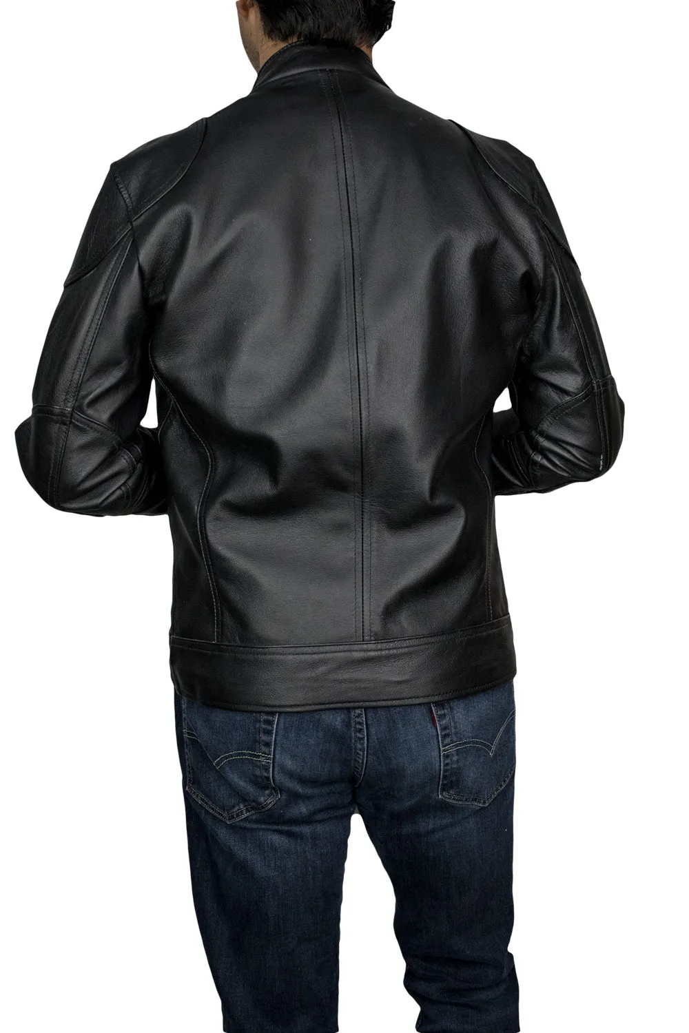 MANSFIELD Leather Jacket Black - Front Diamonds shapes