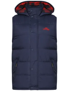 McCrooke Flannel Lined Quilted Gilet in Midnight Blue - Tokyo Laundry