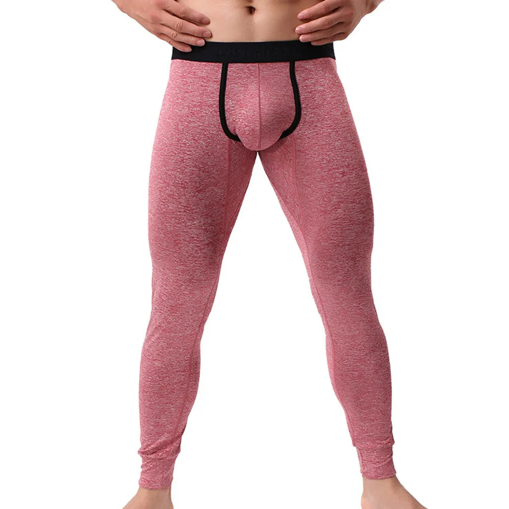 Men Thermal Tights Elastic U Convex Pouch Sleepwear Fitness Long Johns