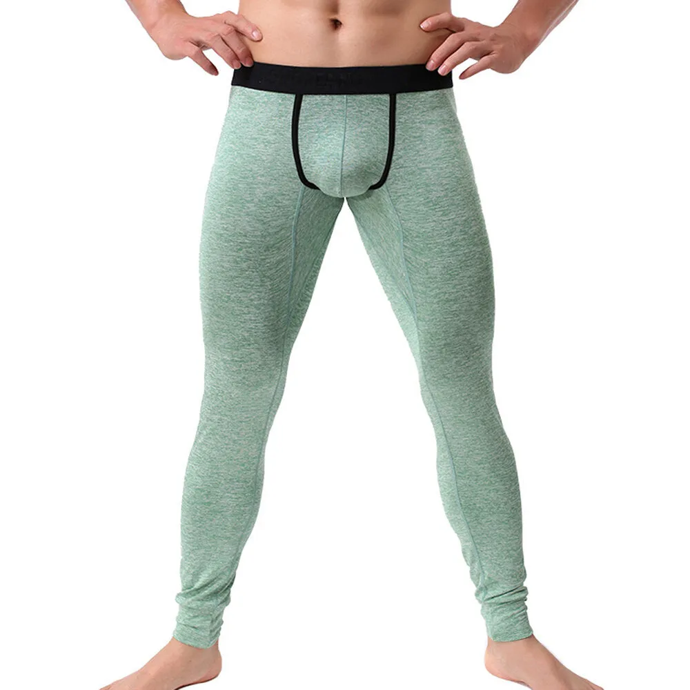 Men Thermal Tights Elastic U Convex Pouch Sleepwear Fitness Long Johns