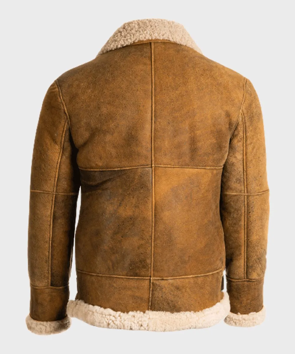 Men's Aviator Shearling B3 Sheepskin Leather Jacket in Brown