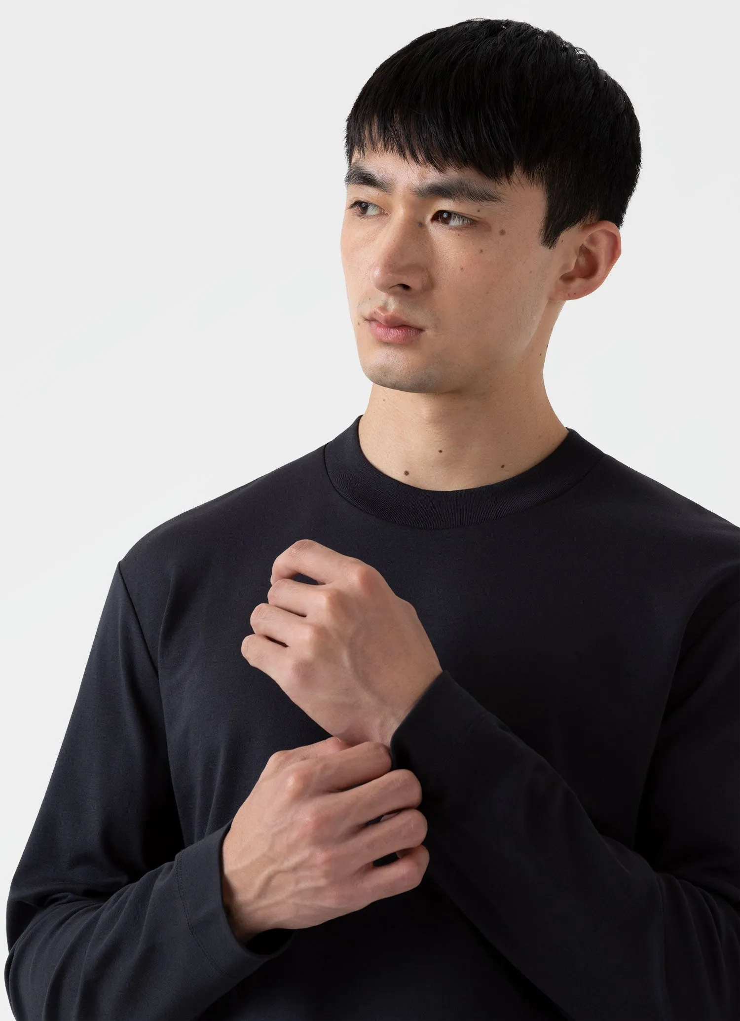 Men's Carbon Brushed Long Sleeve T-shirt in Black