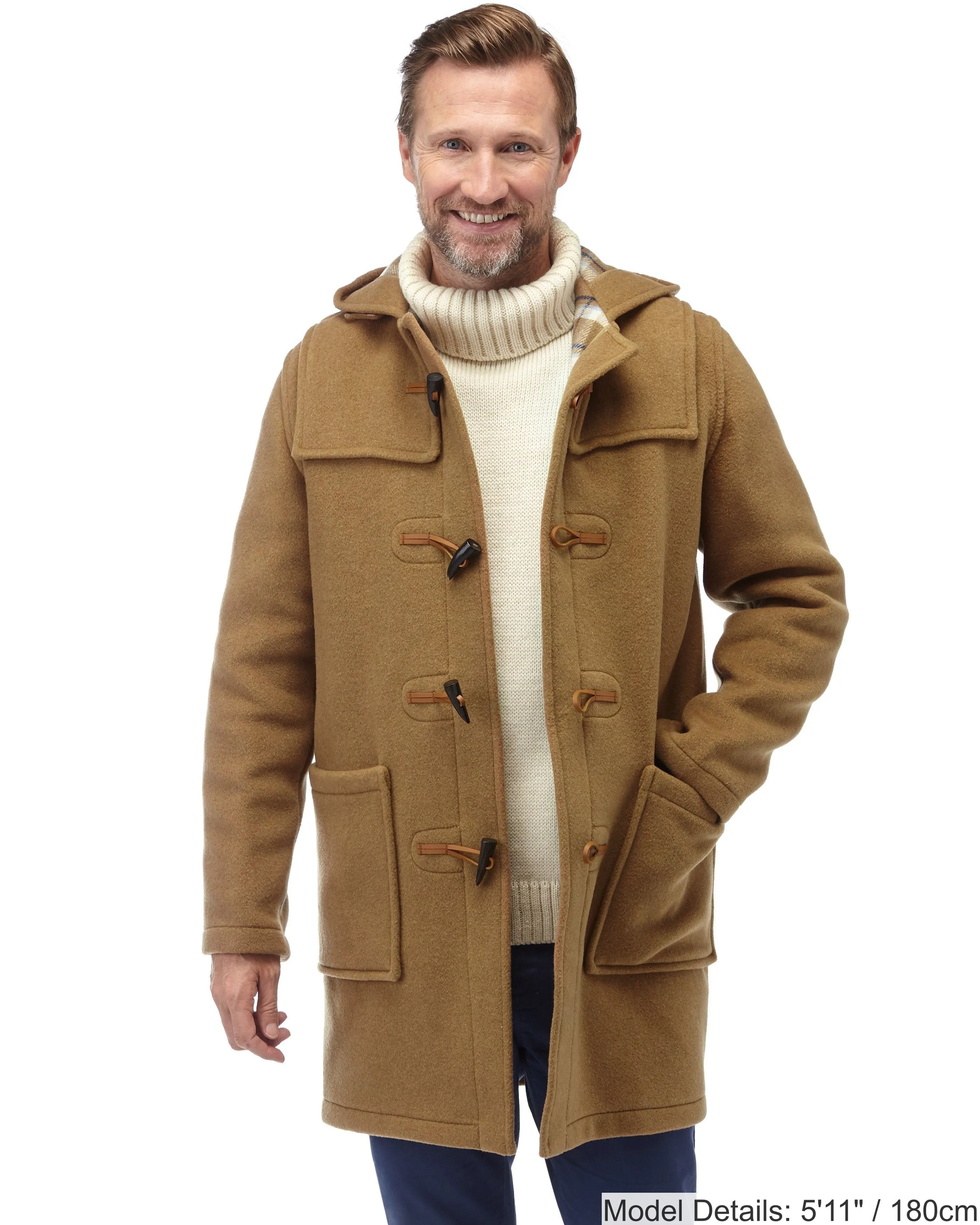 Men's Classic Fit Duffle Coat - Camel