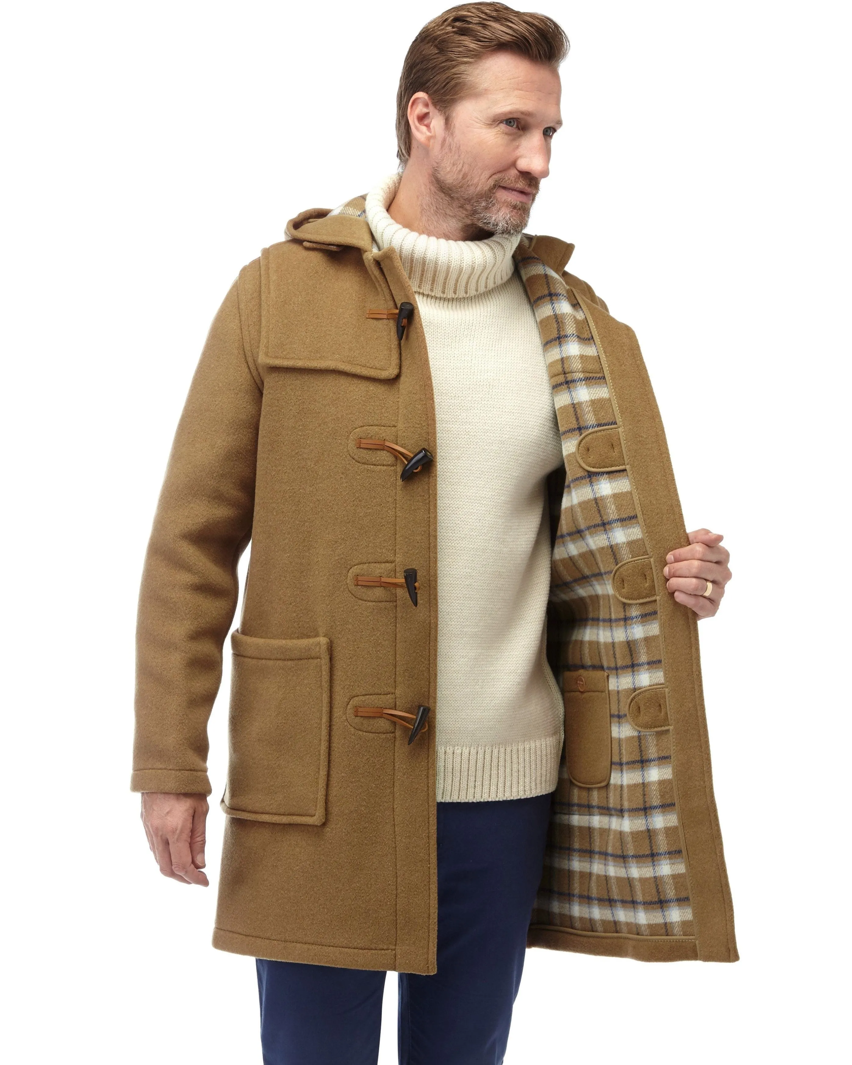 Men's Classic Fit Duffle Coat - Camel