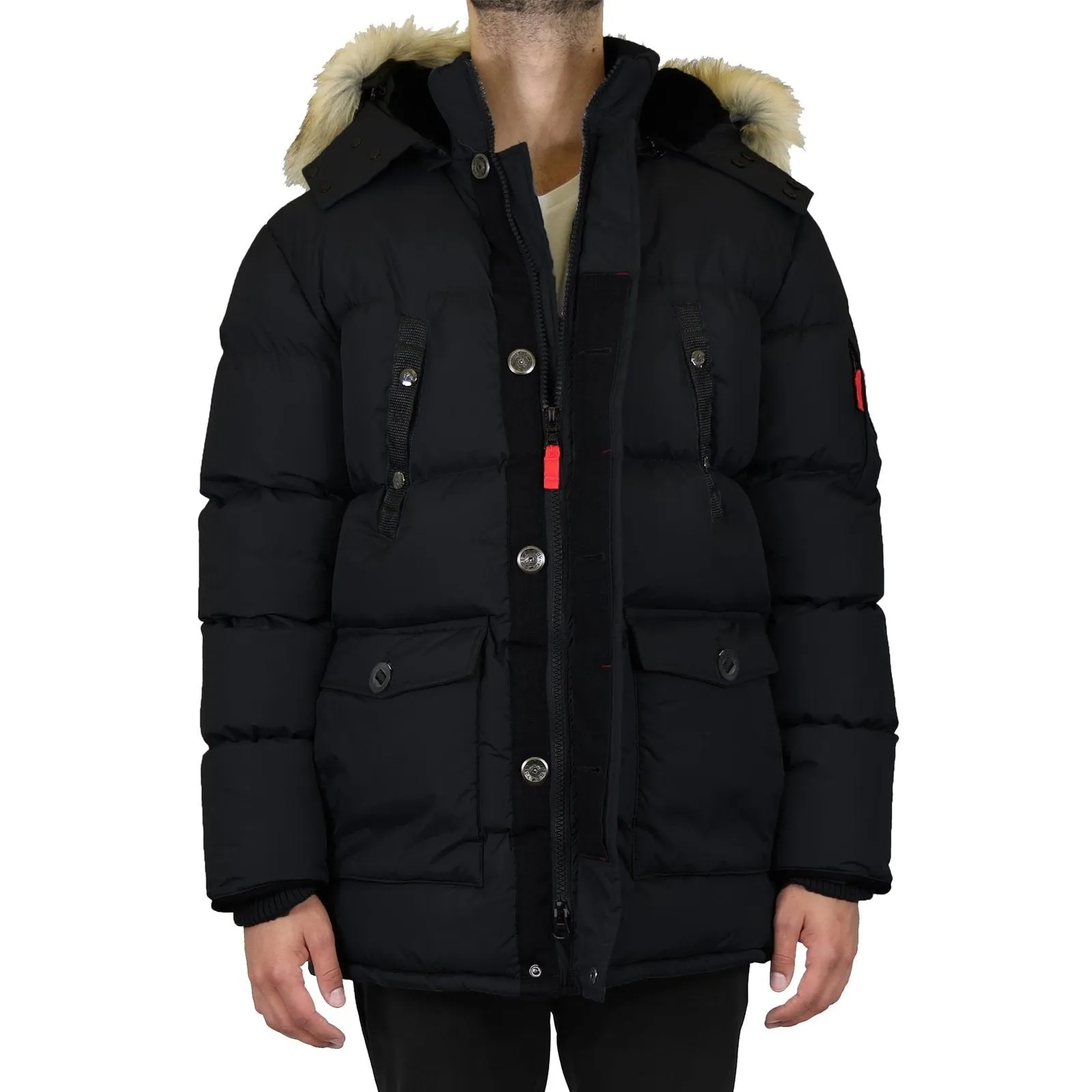 Mens Heavyweight Hooded Long Classic Parka Jacket Coat