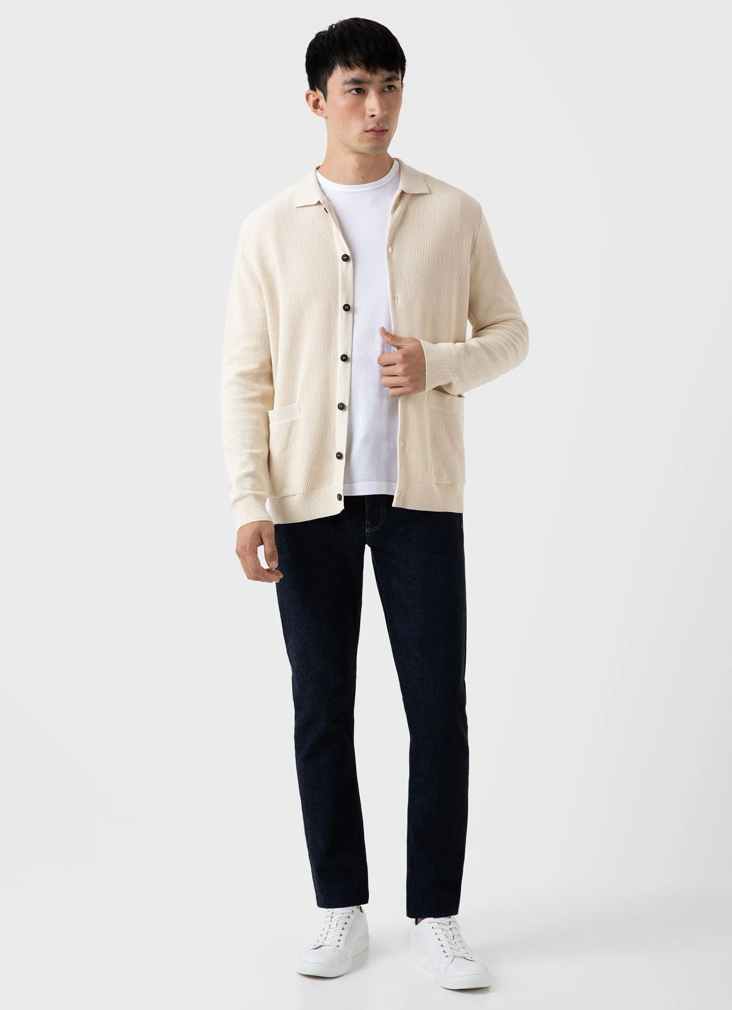 Men's Knitted Jacket in Ecru