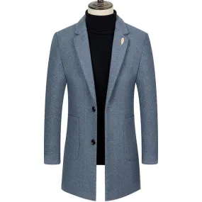 Men's Lapel Herringbone Slim-fit Cashmere Coat