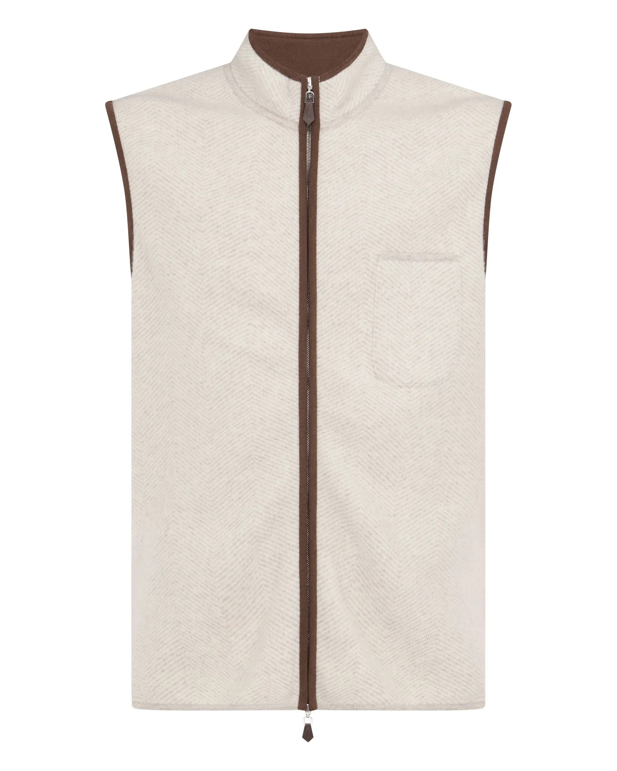 Men's Shaftsbury Suede Trim Cashmere Gilet Sand Brown