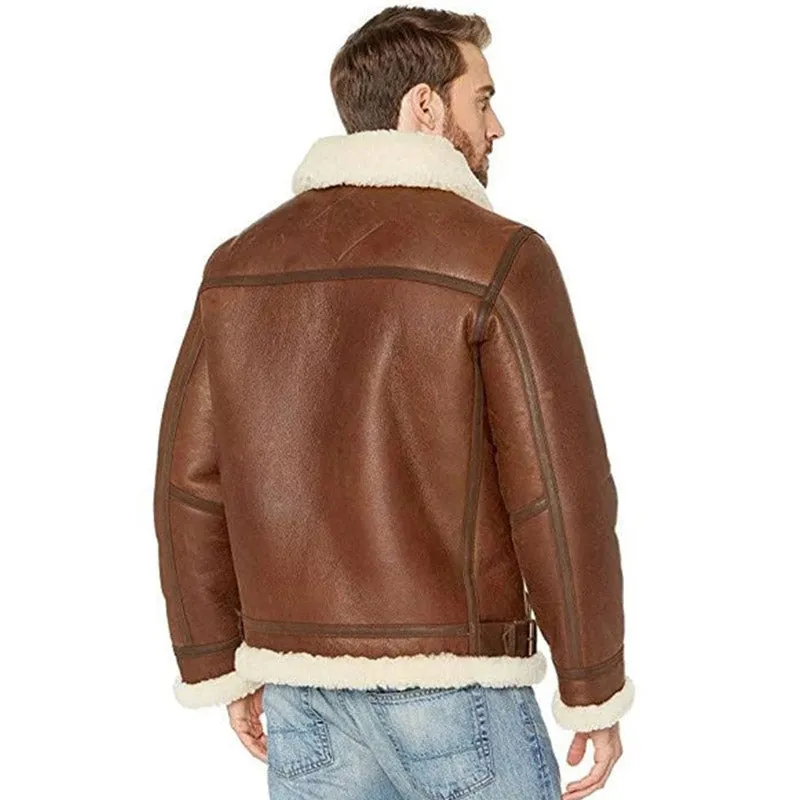 Men’s Ugg Auden Genuine Shearling Trim Leather Aviator Jacket