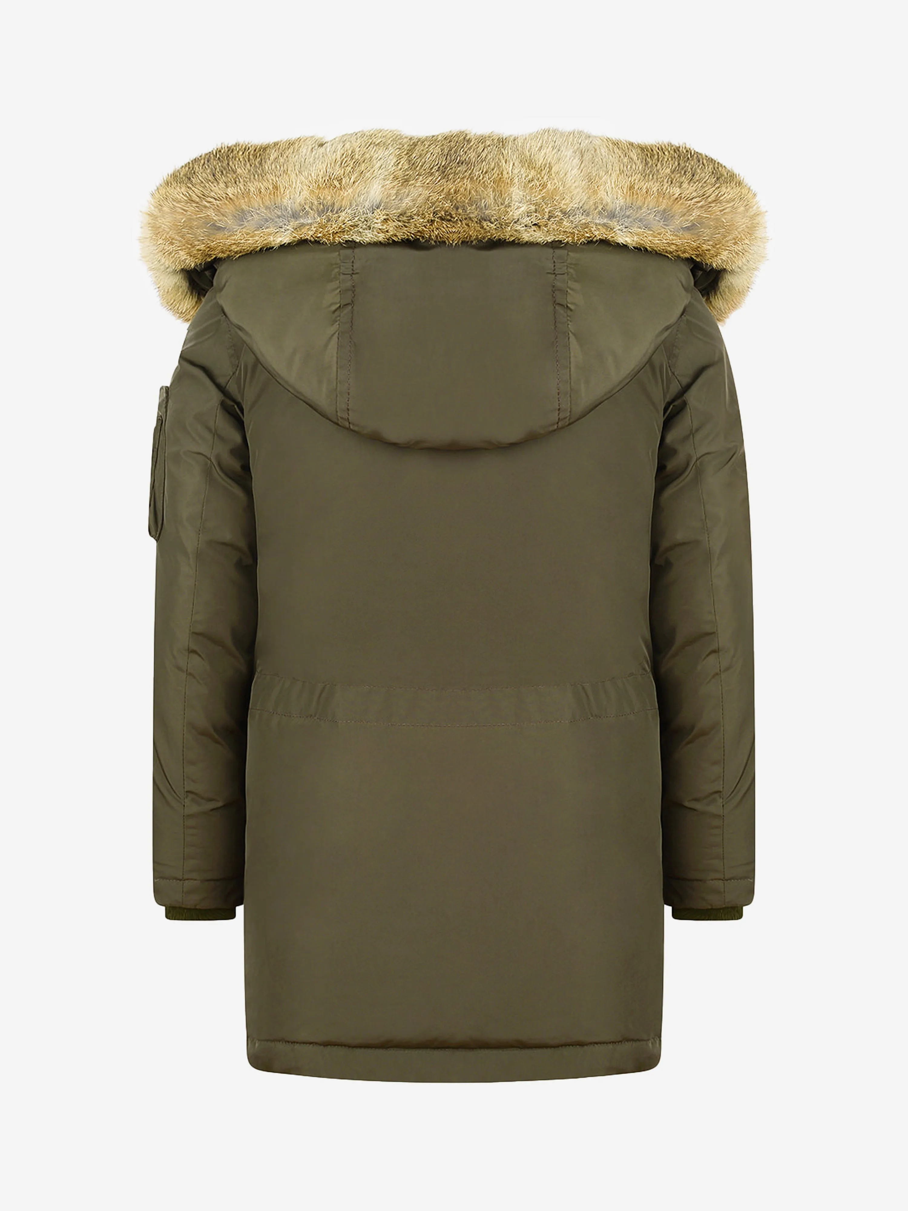 Moncler Enfant  Down Padded Grandalpe Coat With Fur Trim in Green