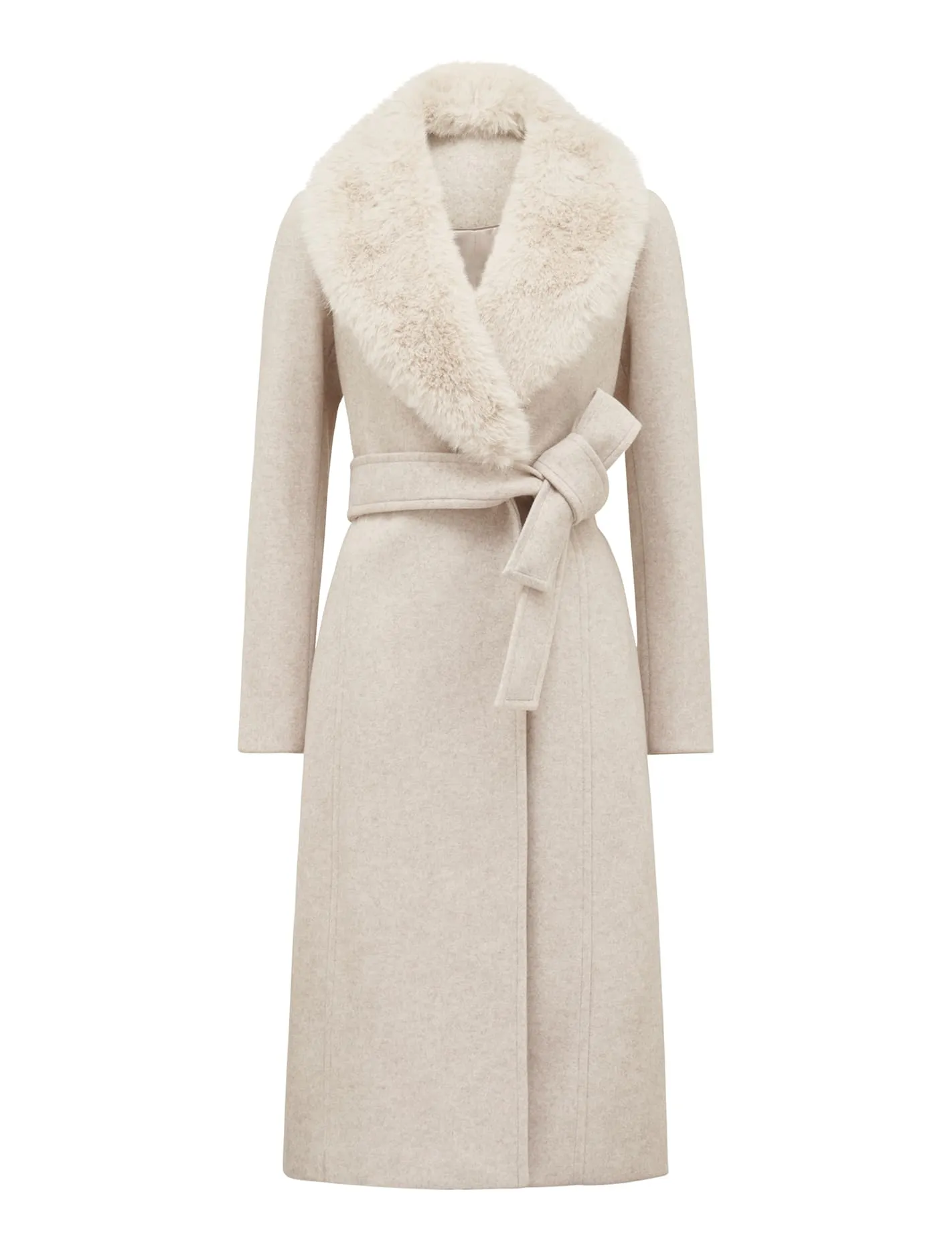 Monica Fur Collar Wrap Coat