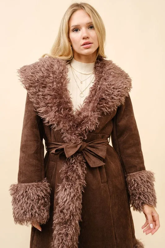 NEW!! Harley Faux Suede & Fur Coat