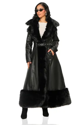 Oh So Extra Faux Fur & Leather Coat (Black)- FINAL SALE