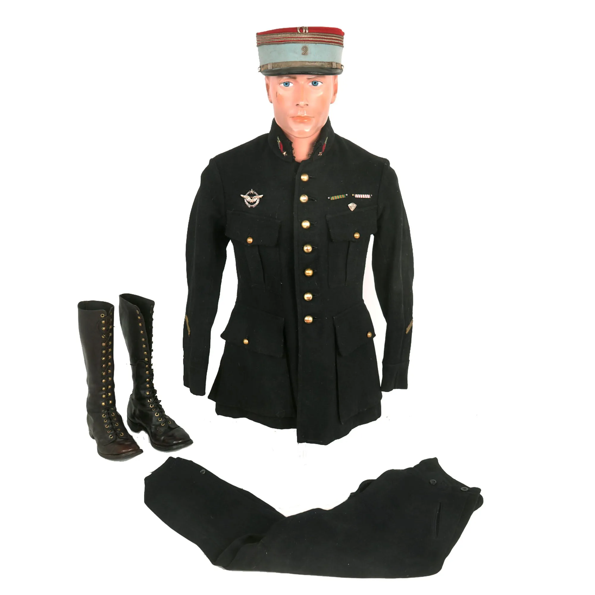 Original French WWI 2nd Hussars Pilot Air Service Officer Uniform Set - Nearly Identical to French Ace Charles Nungesser - Armée de l'Air