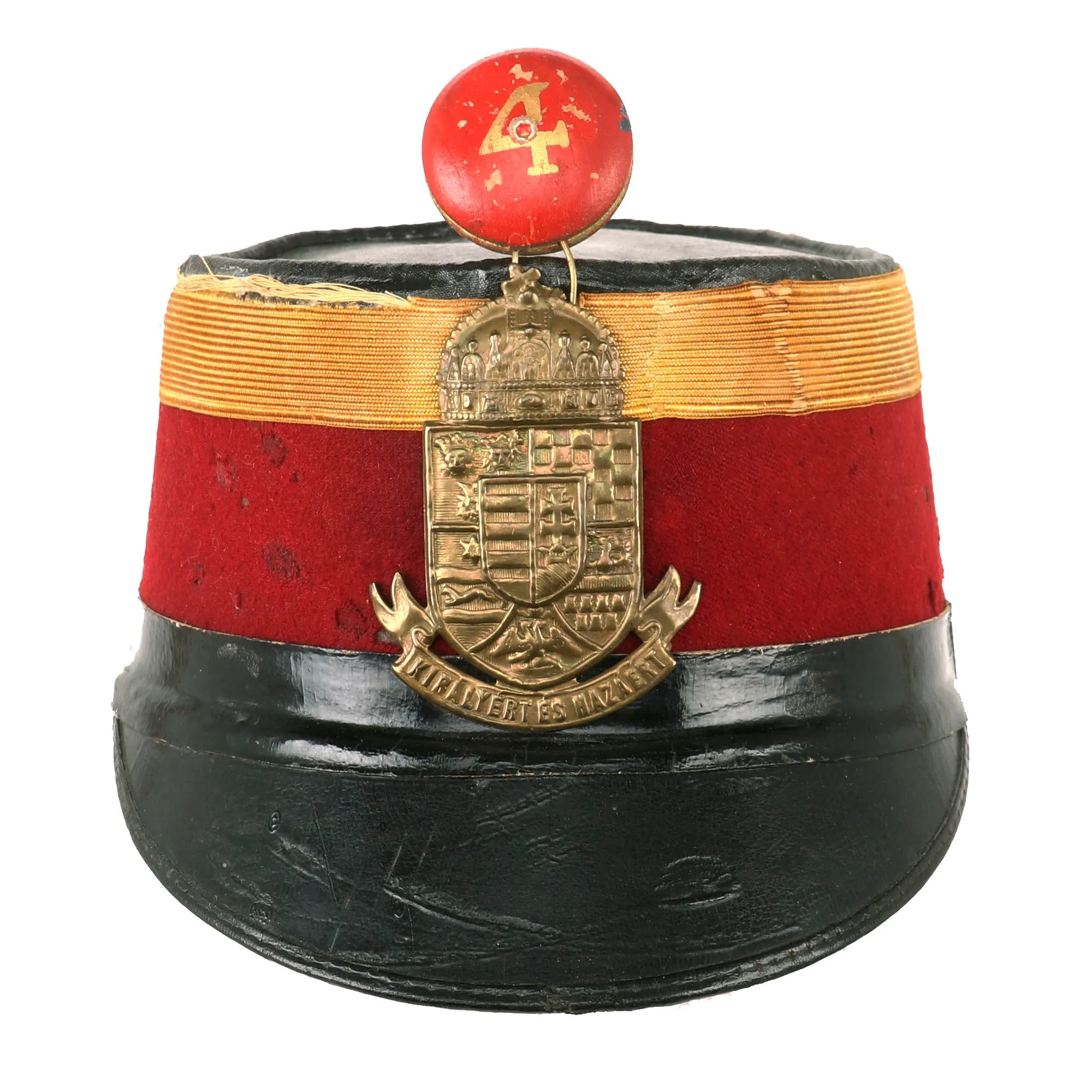 Original Pre WWII Royal Hungarian 4th Nagyvárad Honved Infantry Regiment Officer Shako