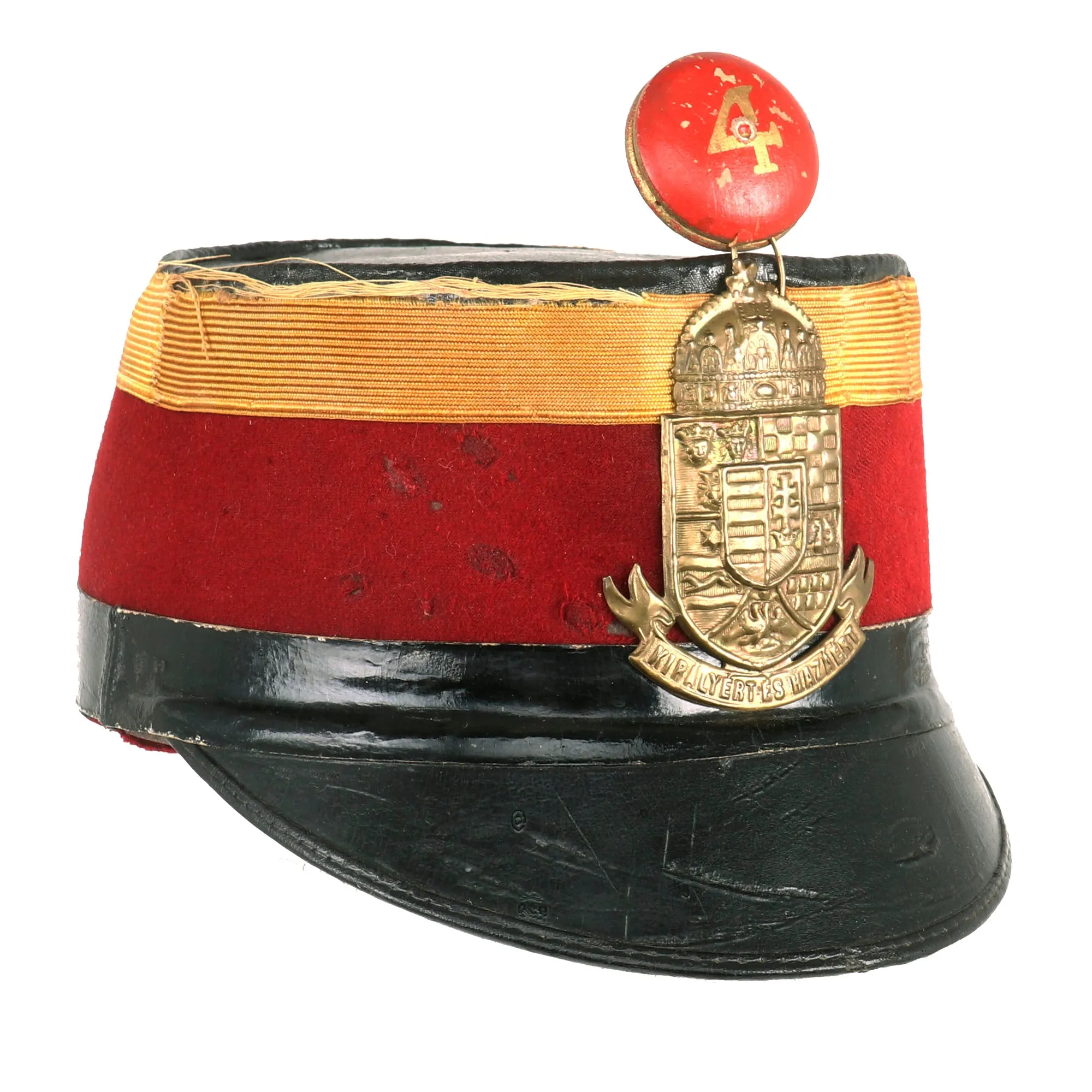 Original Pre WWII Royal Hungarian 4th Nagyvárad Honved Infantry Regiment Officer Shako