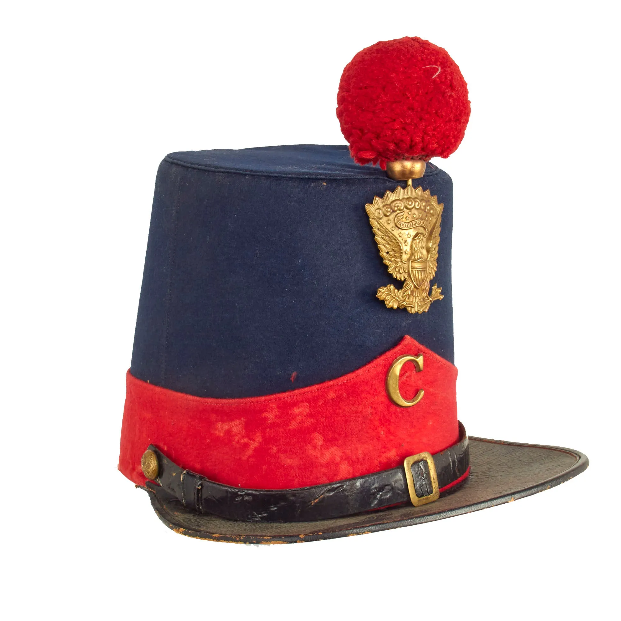 Original Rare U.S. Pre-Civil War Era Regulation Model 1851 “Albert Cap” Artillery Shako - Marked "C"