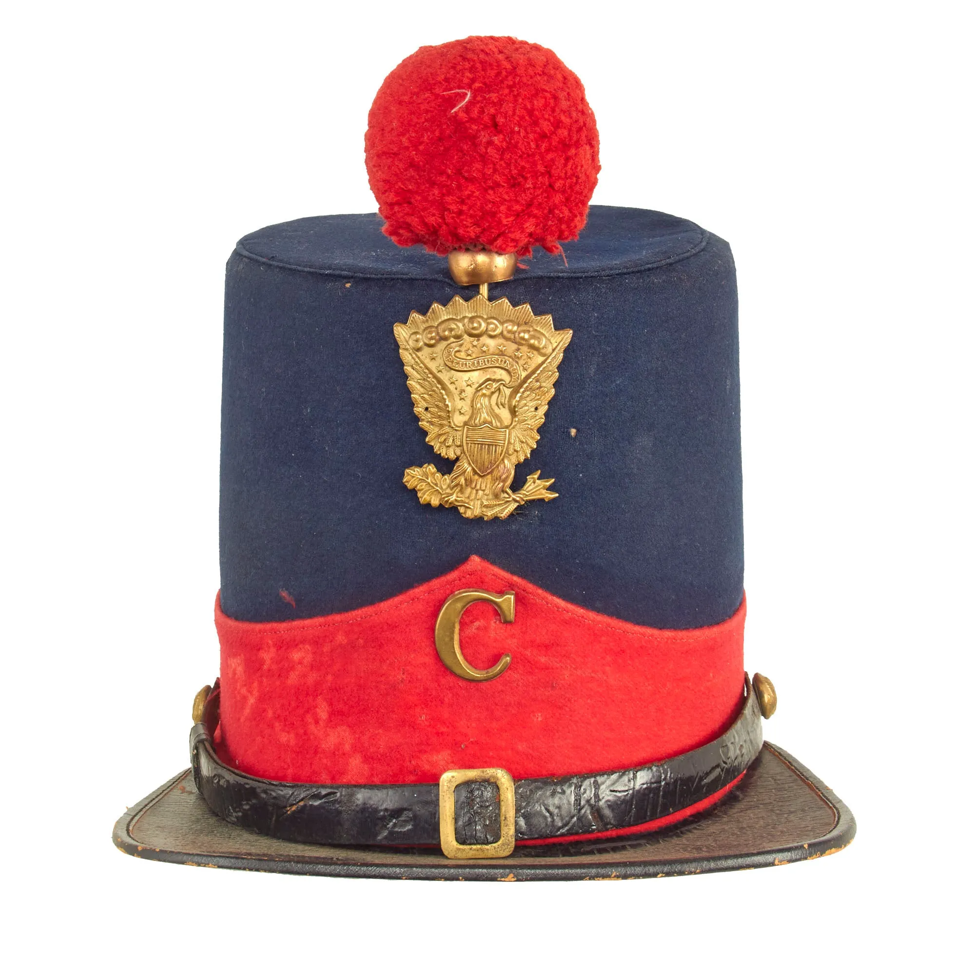 Original Rare U.S. Pre-Civil War Era Regulation Model 1851 “Albert Cap” Artillery Shako - Marked "C"