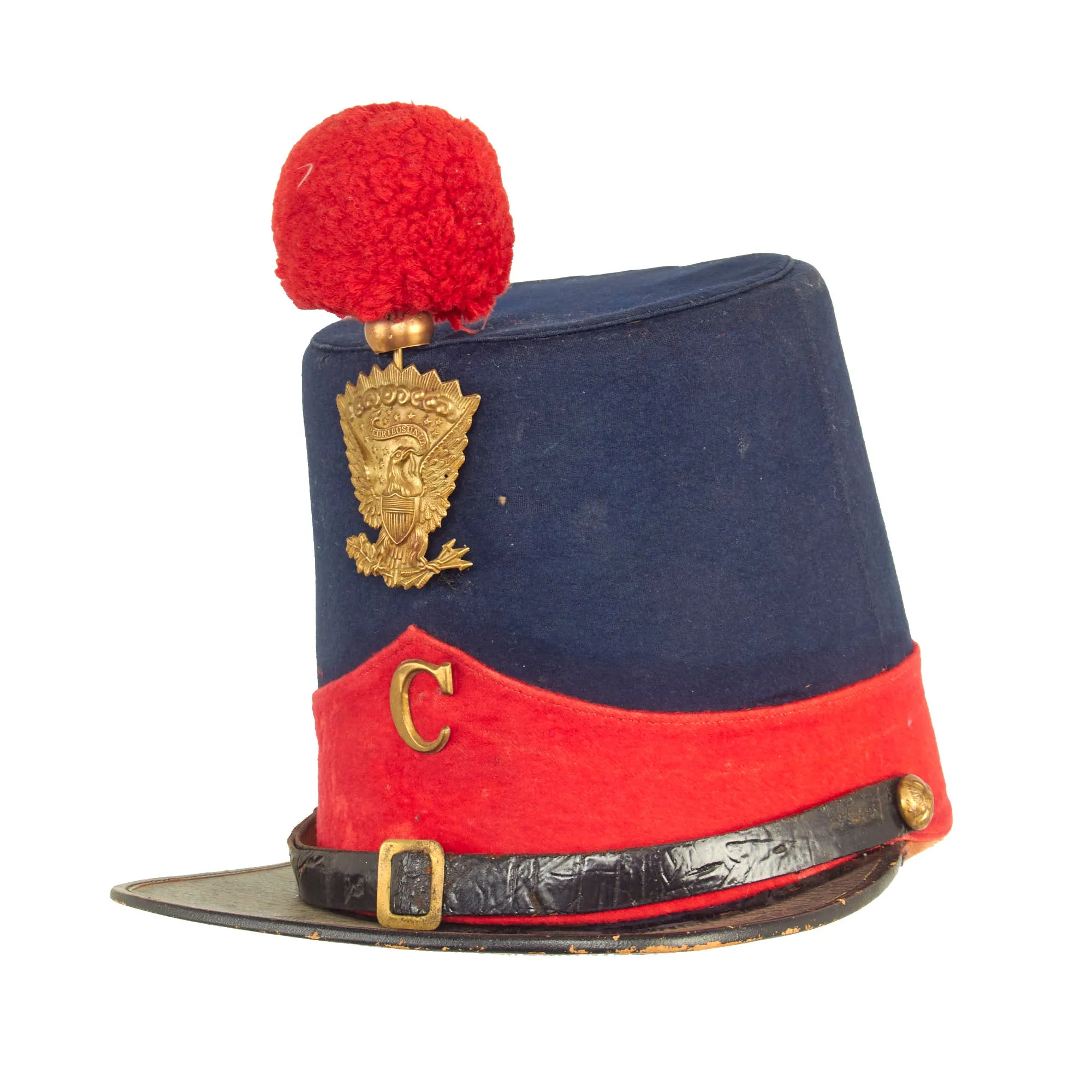 Original Rare U.S. Pre-Civil War Era Regulation Model 1851 “Albert Cap” Artillery Shako - Marked "C"