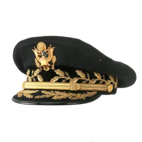 Original U.S. 1950s Early Cold War Era General Officer’s Dress Blue Uniform Peaked Visor Cap - Size 7 ¼