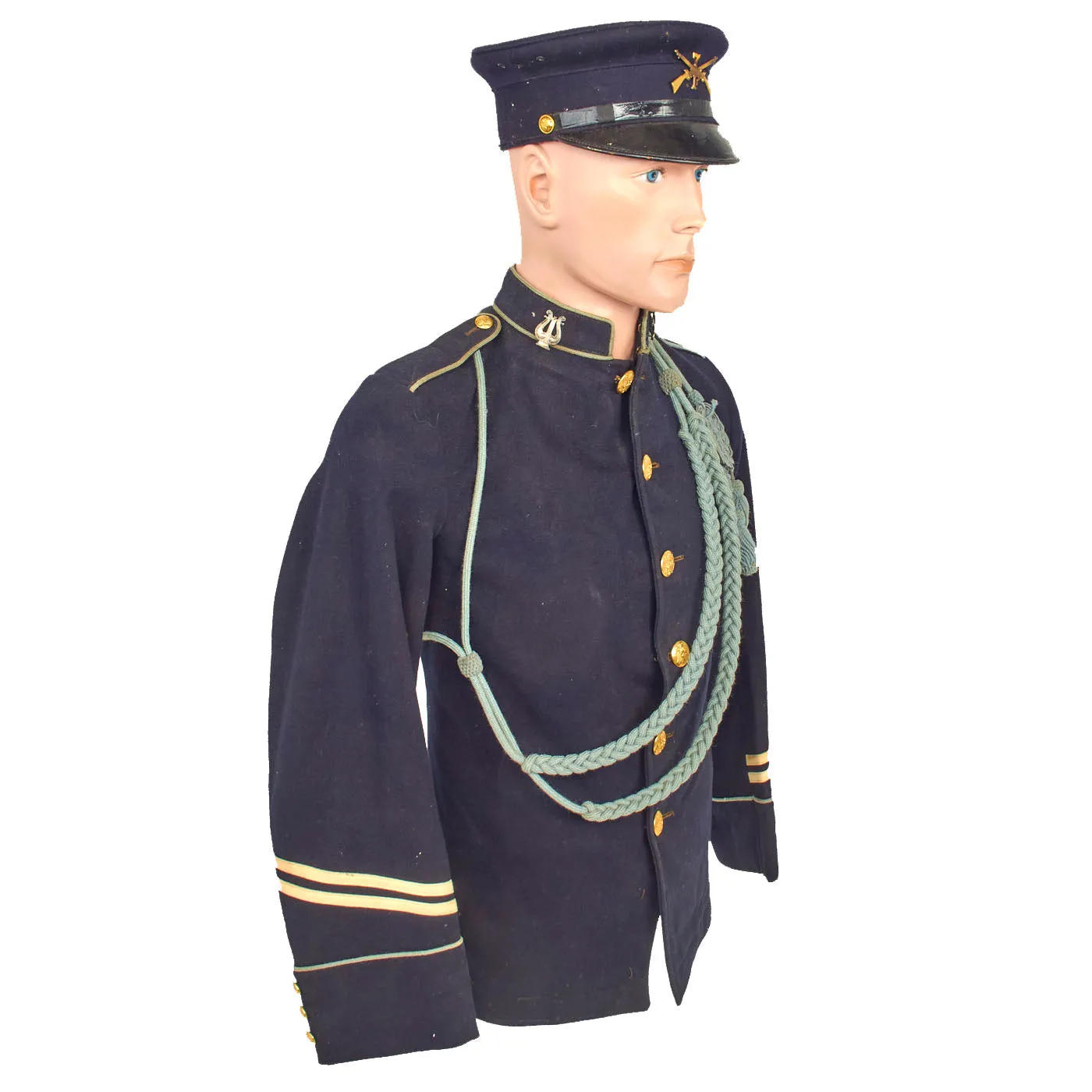 Original U.S. Model 1902 “7th” Infantry Musician Uniform Coat With Cords and M1902 Cap