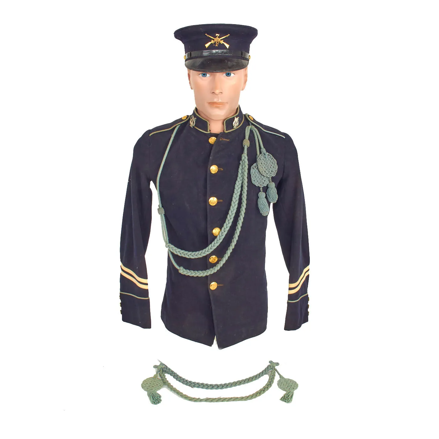 Original U.S. Model 1902 “7th” Infantry Musician Uniform Coat With Cords and M1902 Cap