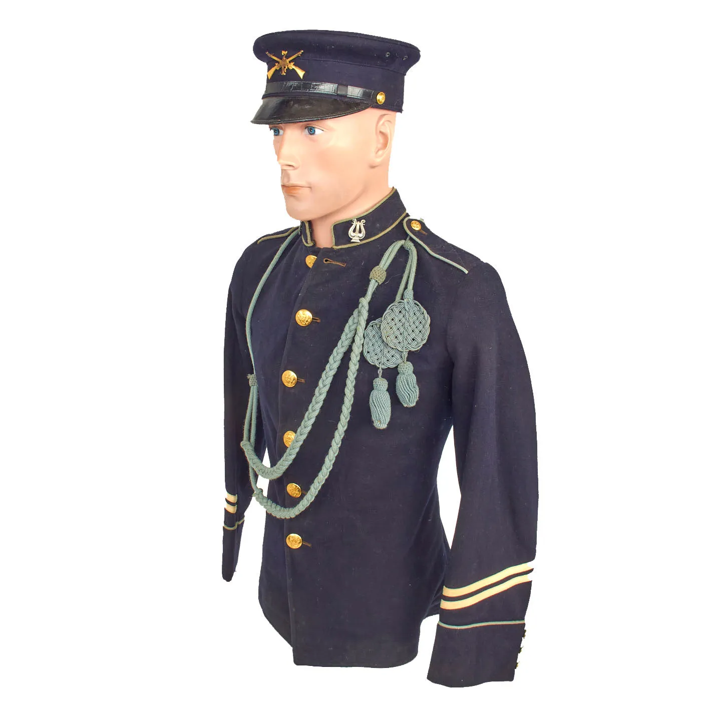 Original U.S. Model 1902 “7th” Infantry Musician Uniform Coat With Cords and M1902 Cap