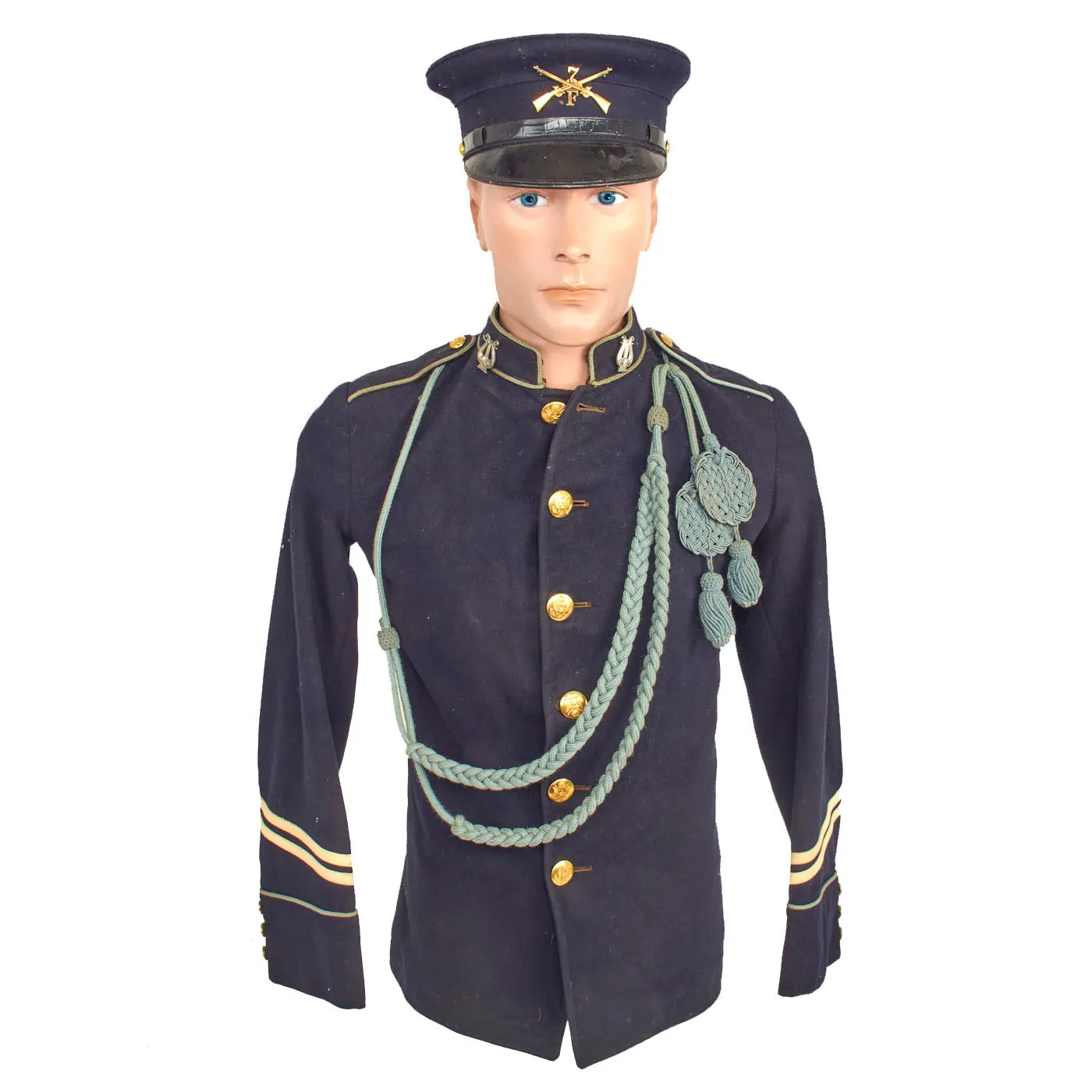 Original U.S. Model 1902 “7th” Infantry Musician Uniform Coat With Cords and M1902 Cap