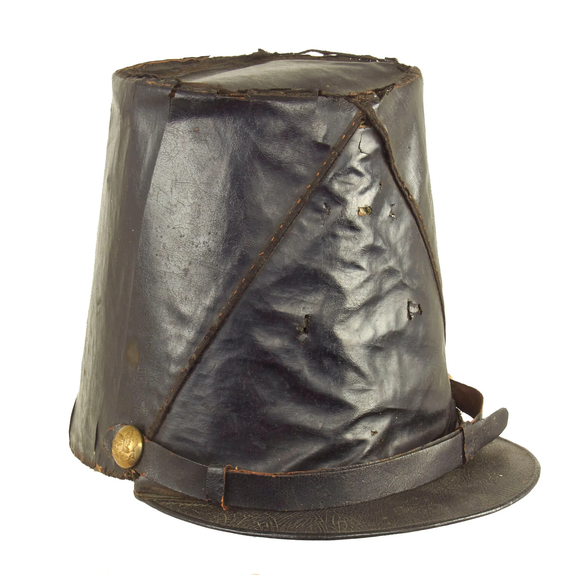 Original U.S. Pre Civil War era Pattern 1851 Type Leather Militia “Albert Cap” Style Shako