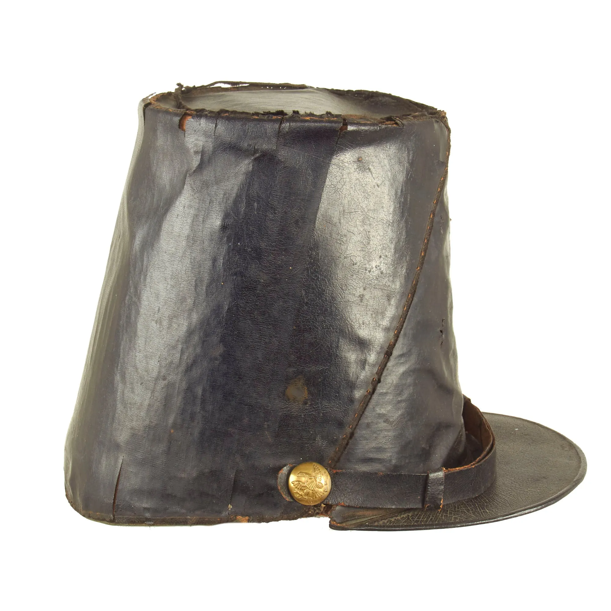 Original U.S. Pre Civil War era Pattern 1851 Type Leather Militia “Albert Cap” Style Shako