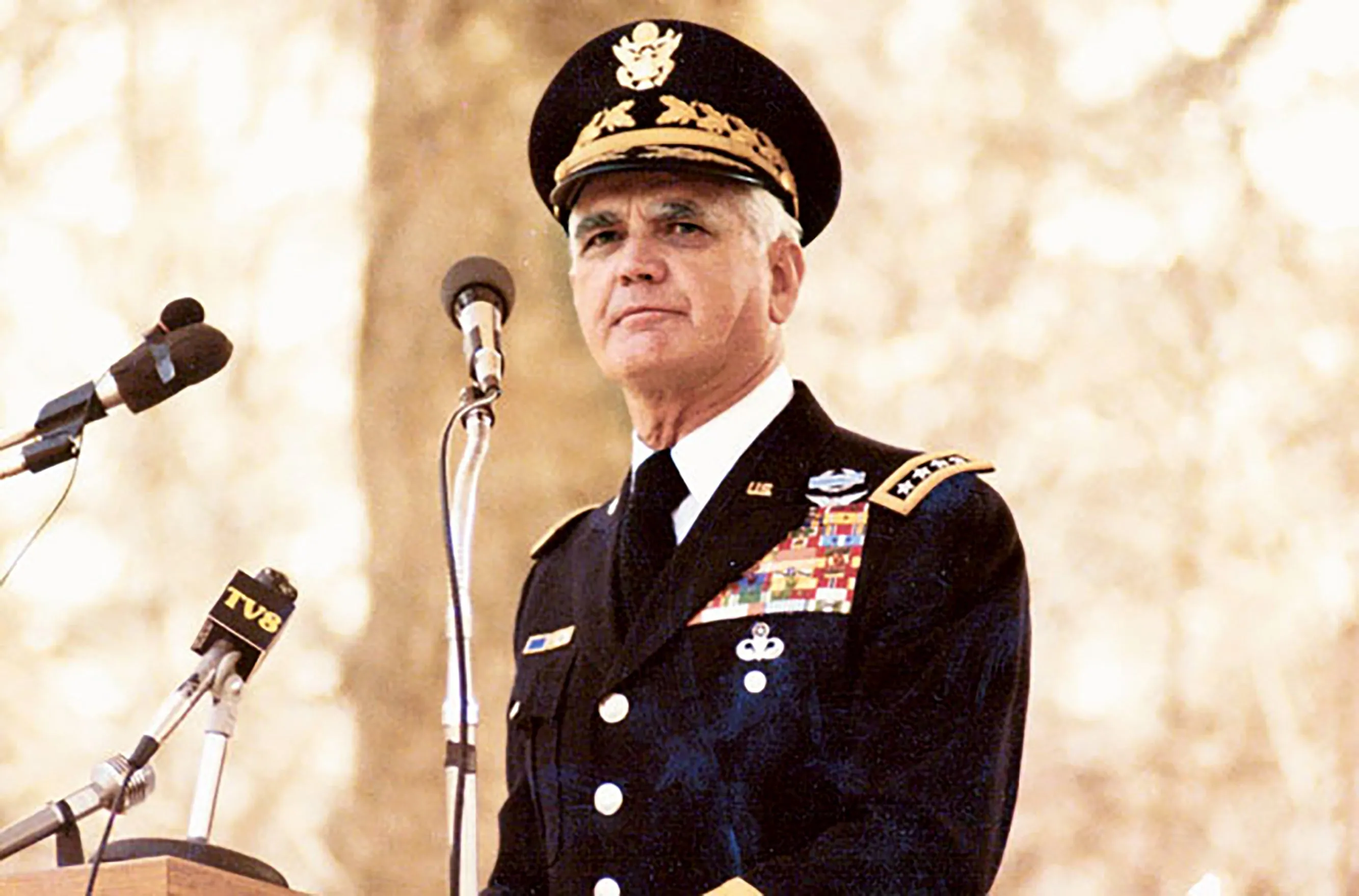 Original U.S. Vietnam Era War General Westmoreland Named Dress Blue Uniform Peaked Visor Cap - Chief of Staff of the United States Army (1968-1972)