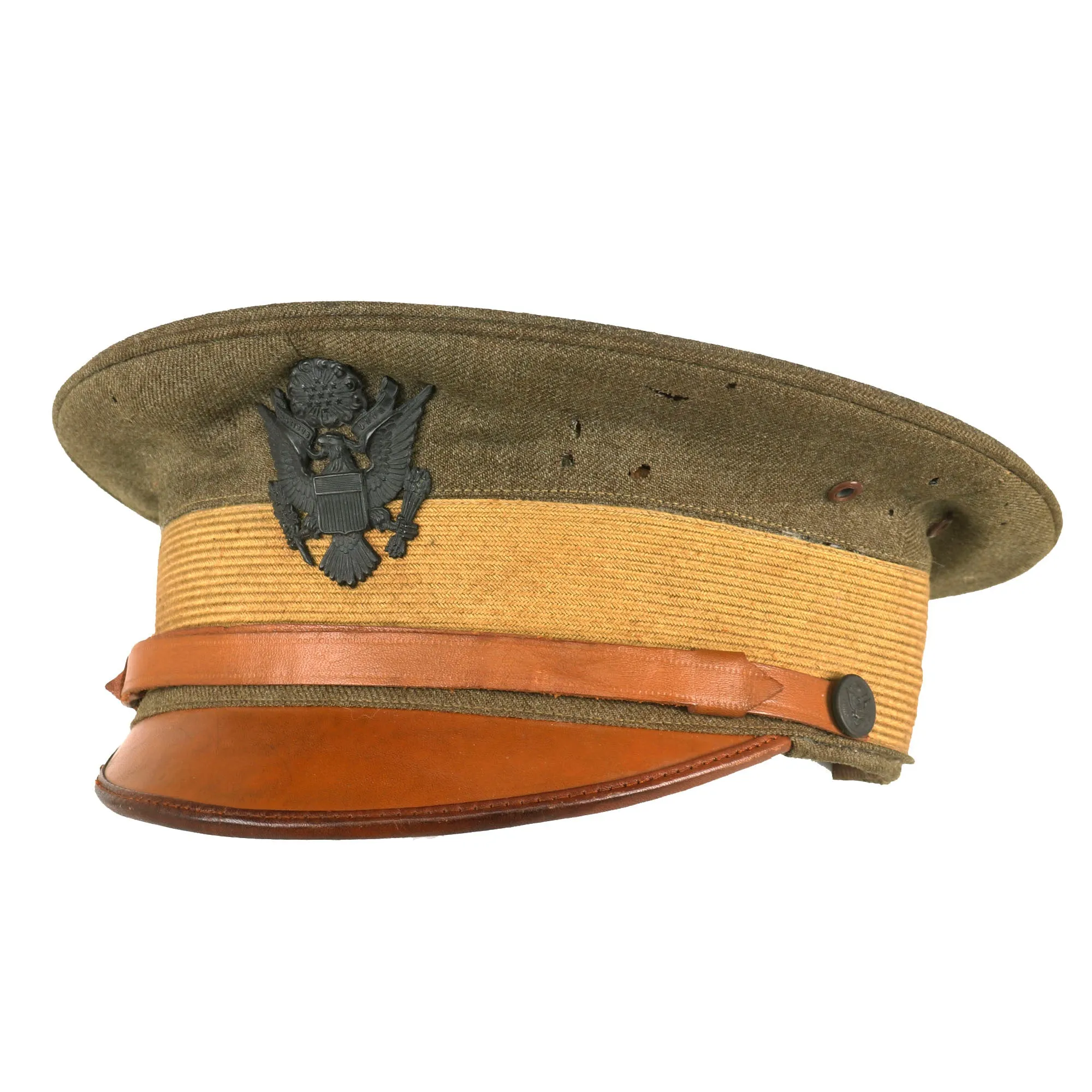 Original U.S. WWI Model 1910 Wool Officer’s Peaked Visor Cap - Approximate Size 6