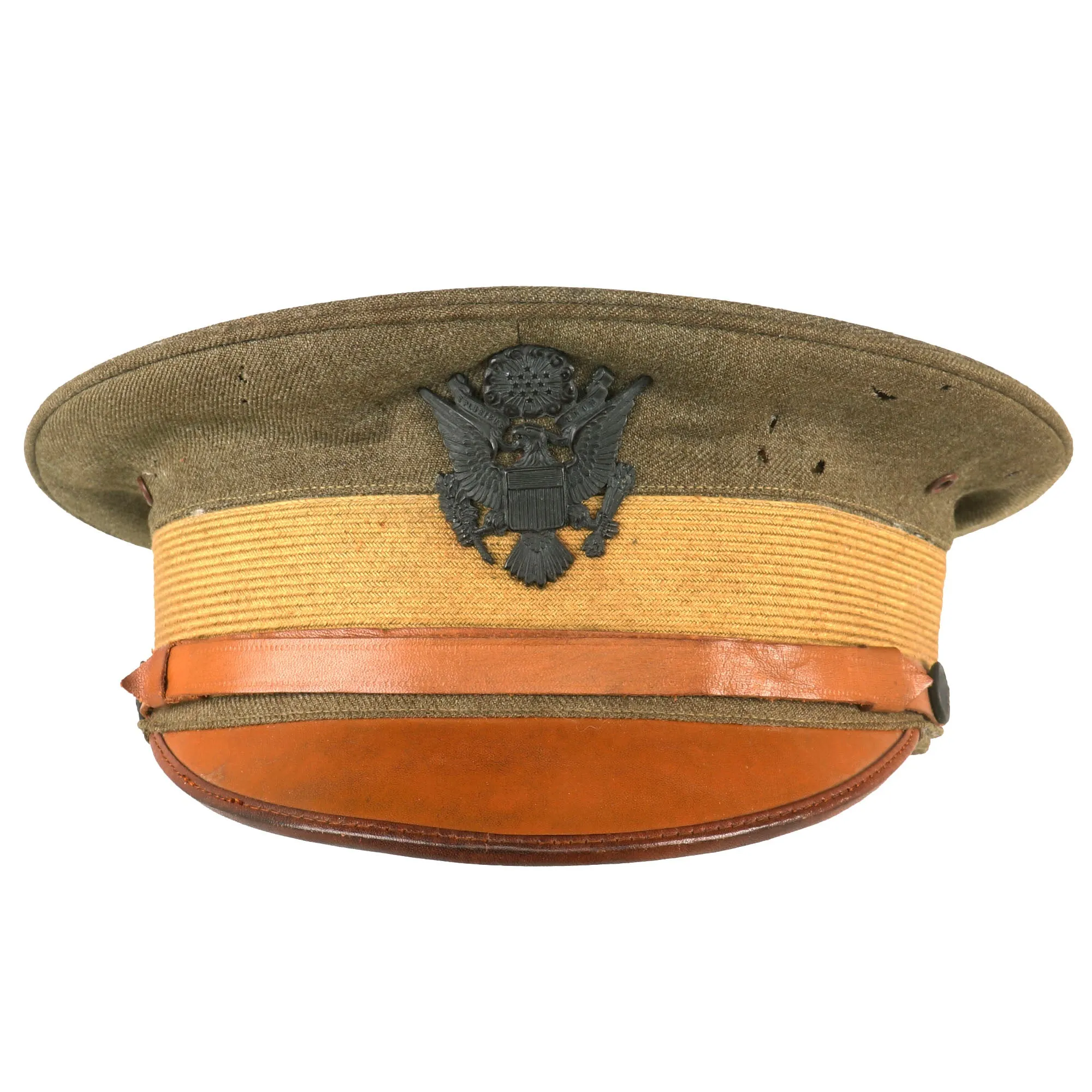 Original U.S. WWI Model 1910 Wool Officer’s Peaked Visor Cap - Approximate Size 6