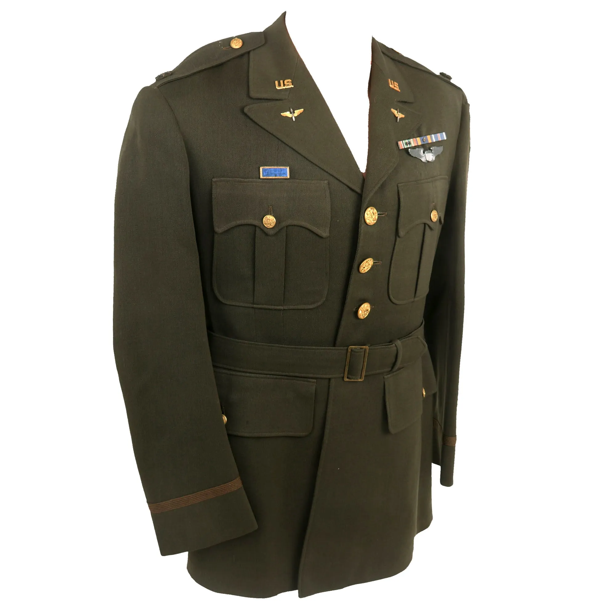 Original U.S. WWII Lieutenant Colonel Powers US Army Desert Air Task Force Patched Officer’s Winter Service Class A Uniform Coat