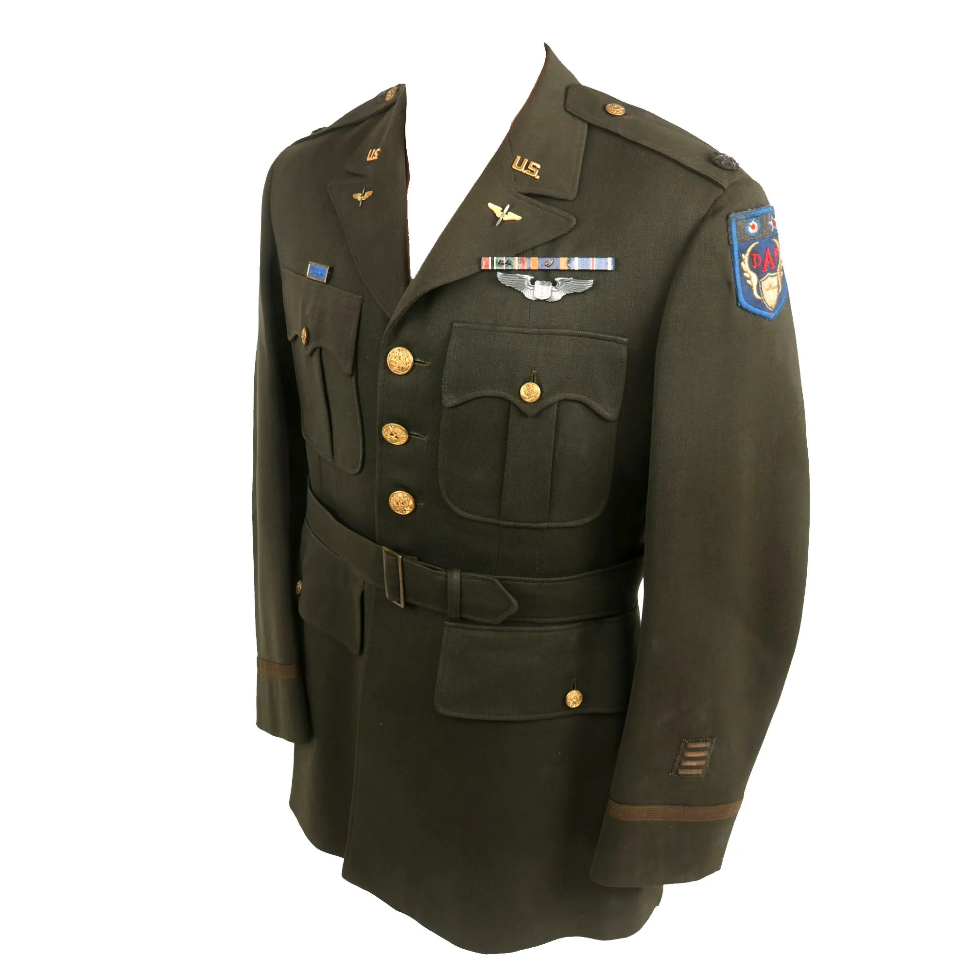 Original U.S. WWII Lieutenant Colonel Powers US Army Desert Air Task Force Patched Officer’s Winter Service Class A Uniform Coat