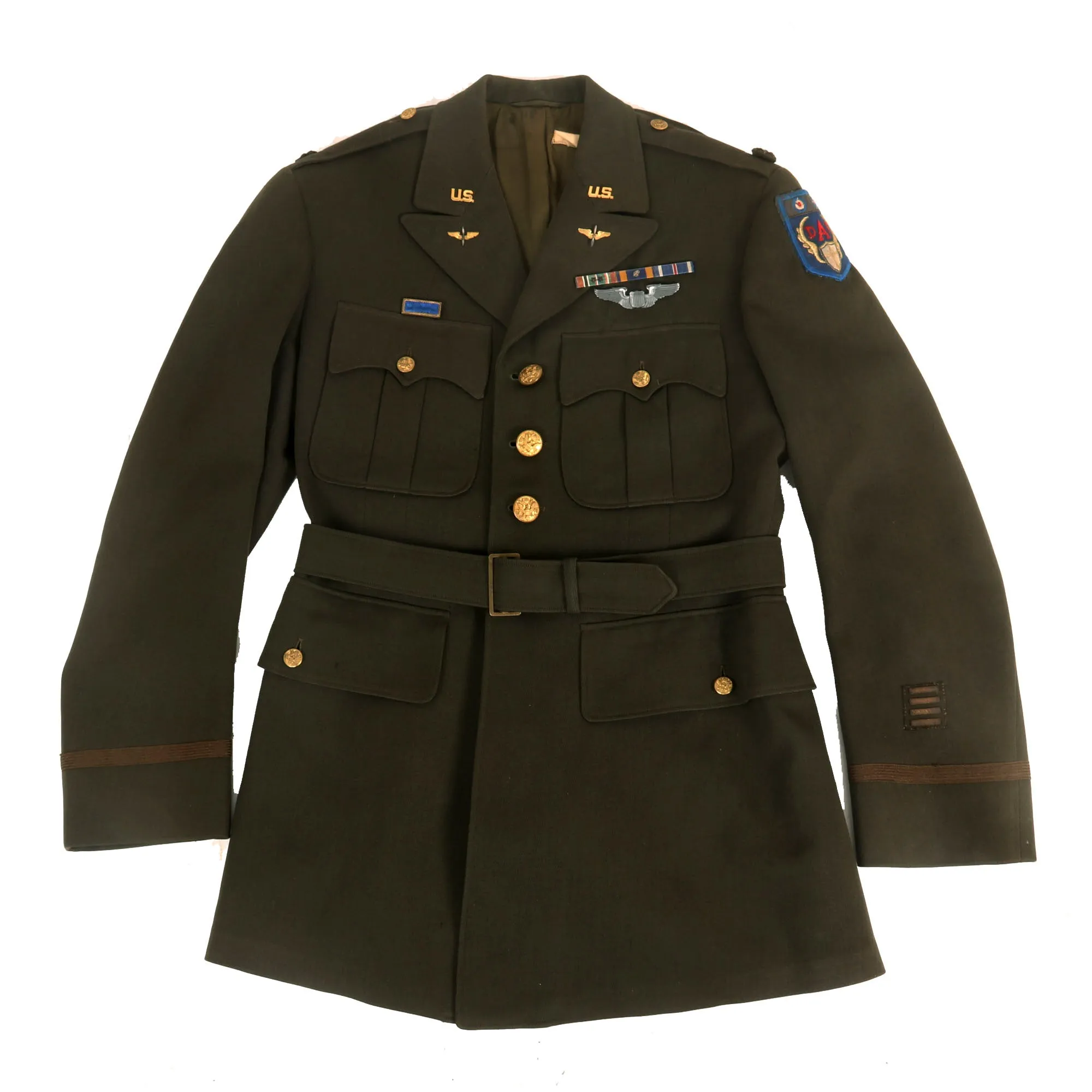 Original U.S. WWII Lieutenant Colonel Powers US Army Desert Air Task Force Patched Officer’s Winter Service Class A Uniform Coat