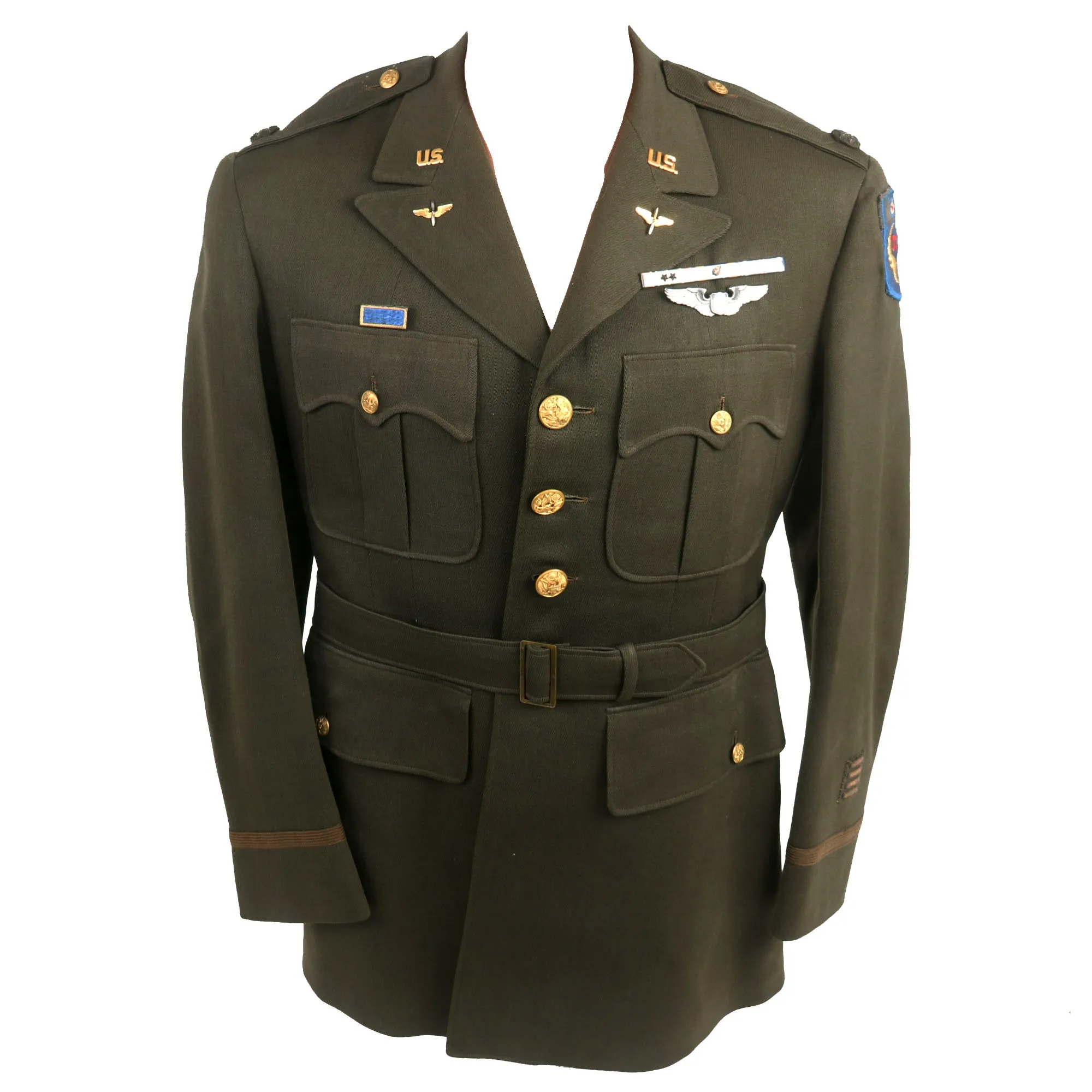 Original U.S. WWII Lieutenant Colonel Powers US Army Desert Air Task Force Patched Officer’s Winter Service Class A Uniform Coat