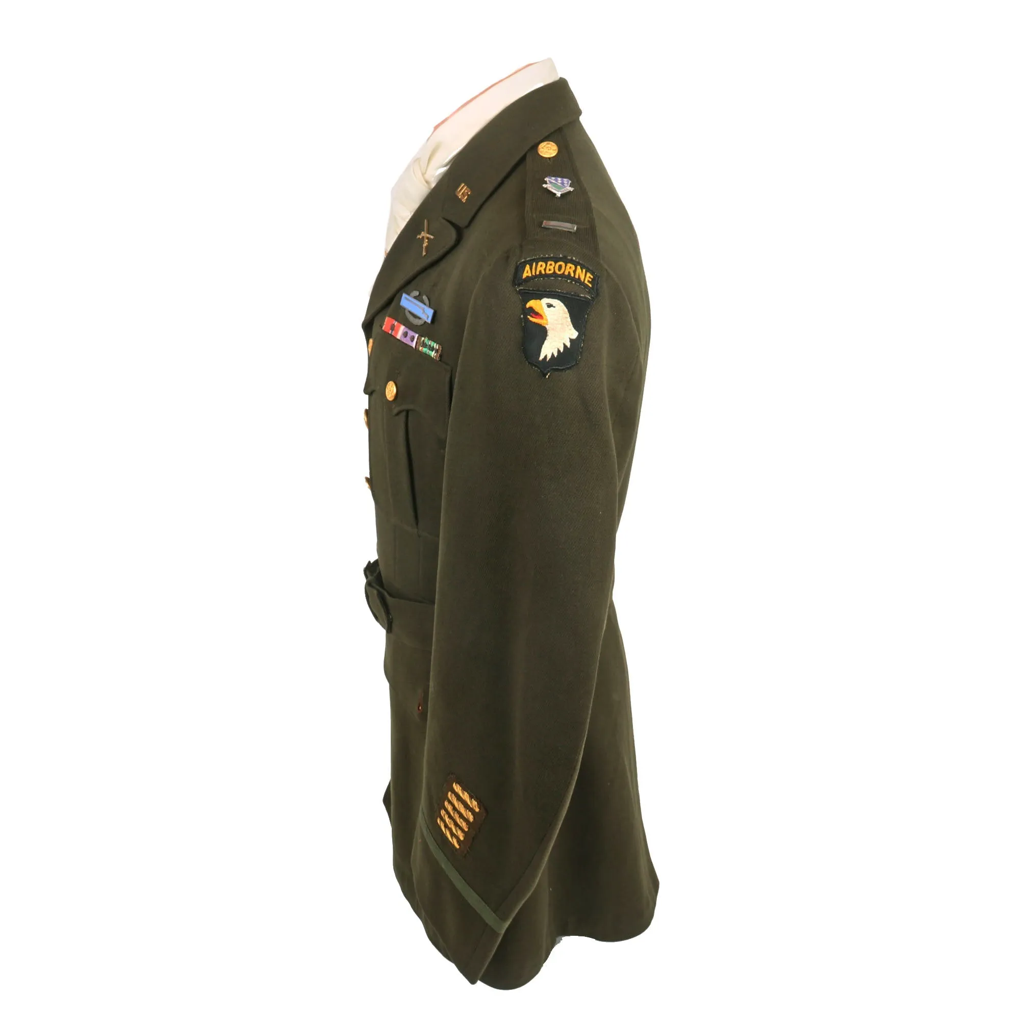 Original U.S. WWII US Army 101st Airborne Division Patched Officer’s Winter Service Class A Uniform Coat Attributed To Battlefield Commisioned Lt. Wilber R. “Web” Raduenz - B Company, 506th PIR, D-Day Veteran of ‘Utah Beach Area’